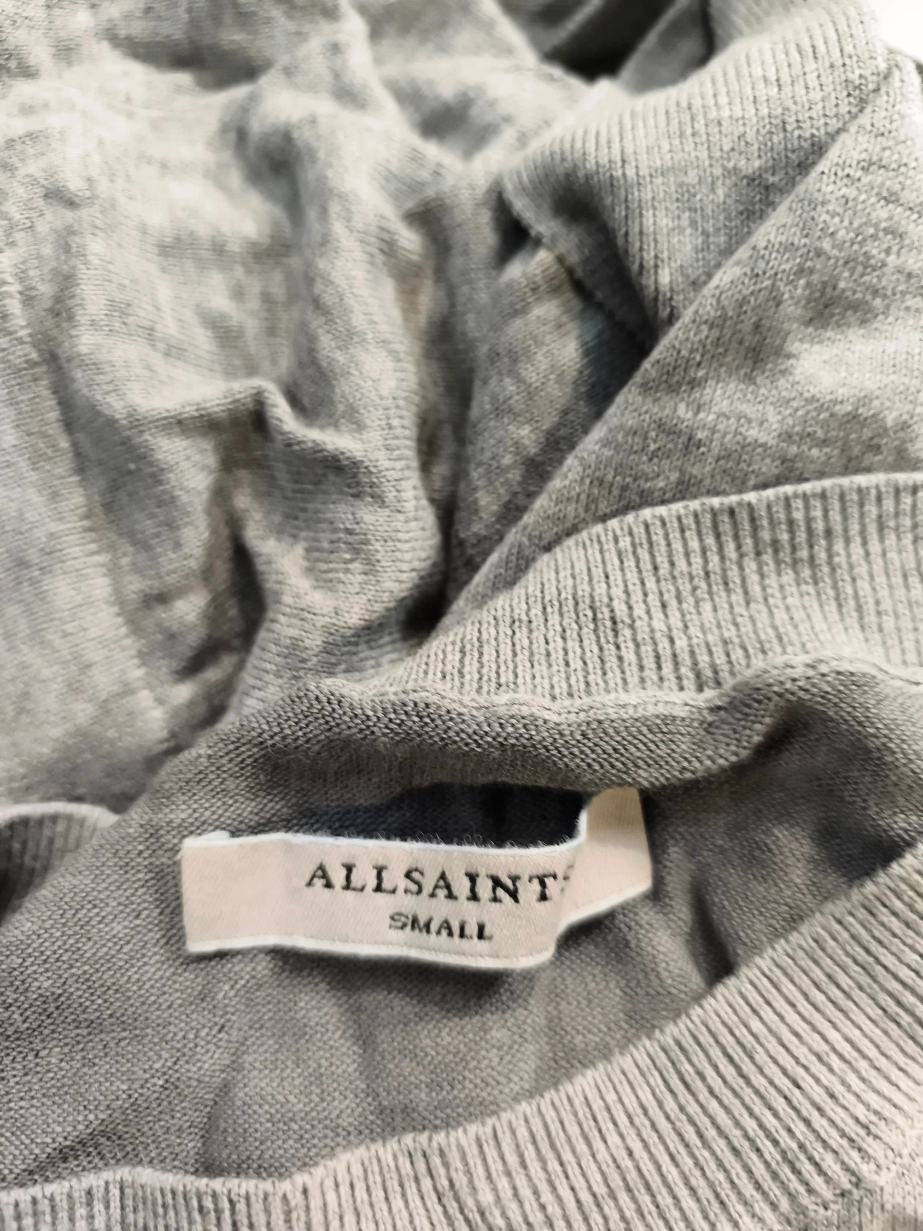 AllSaints Women's Top S Grey Cotton with Rayon Short Sleeve Round Neck Basic - Image 5