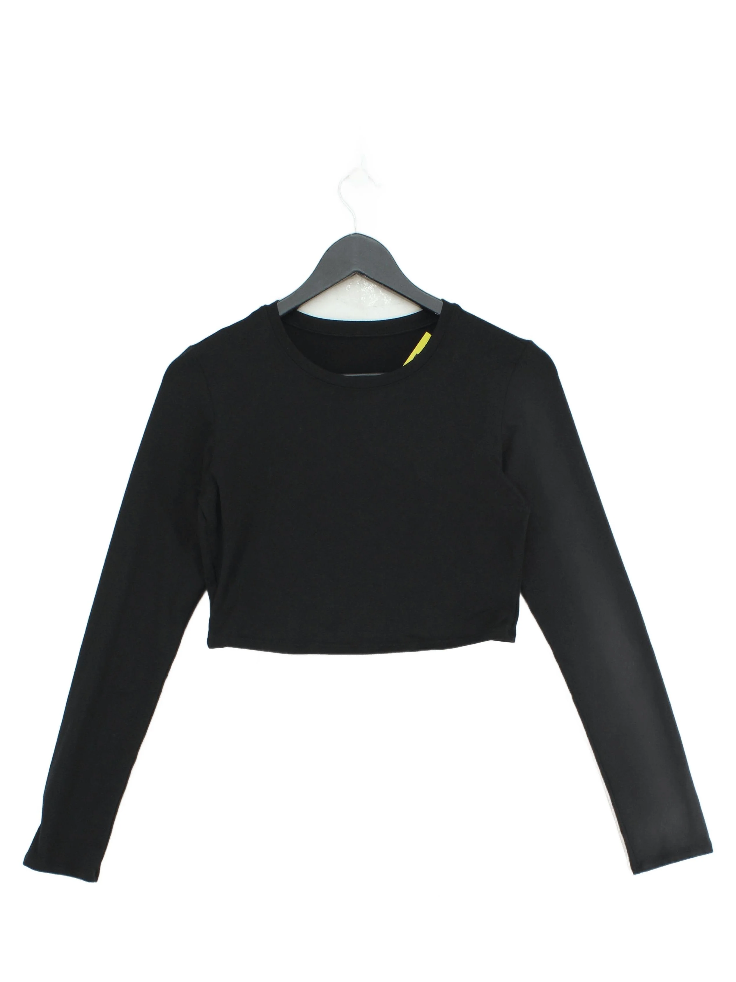 Alo Yoga Women's Top S Black 100% Other Long Sleeve Crew Neck Cropped