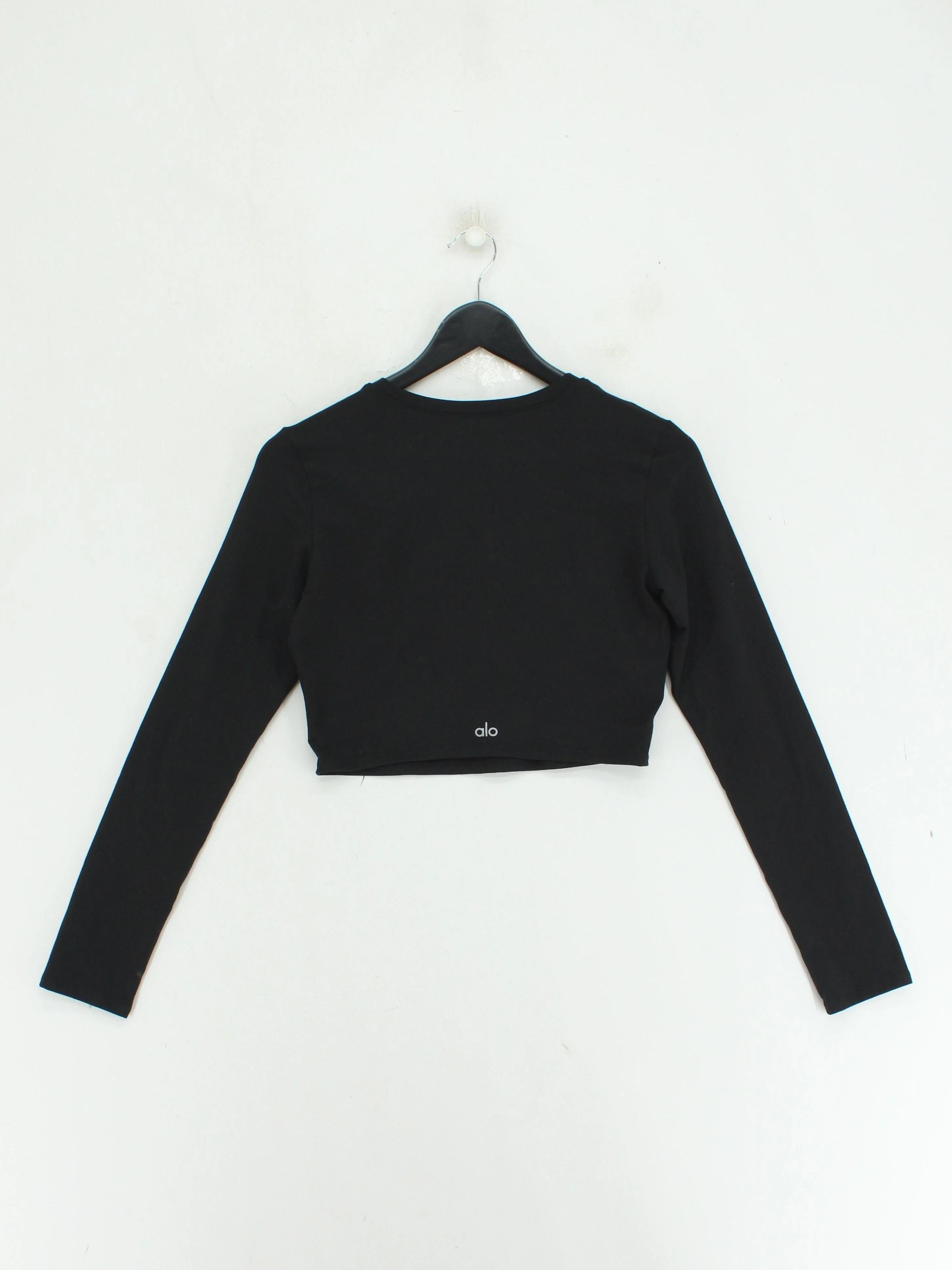 Alo Yoga Women's Top S Black 100% Other Long Sleeve Crew Neck Cropped - Image 2