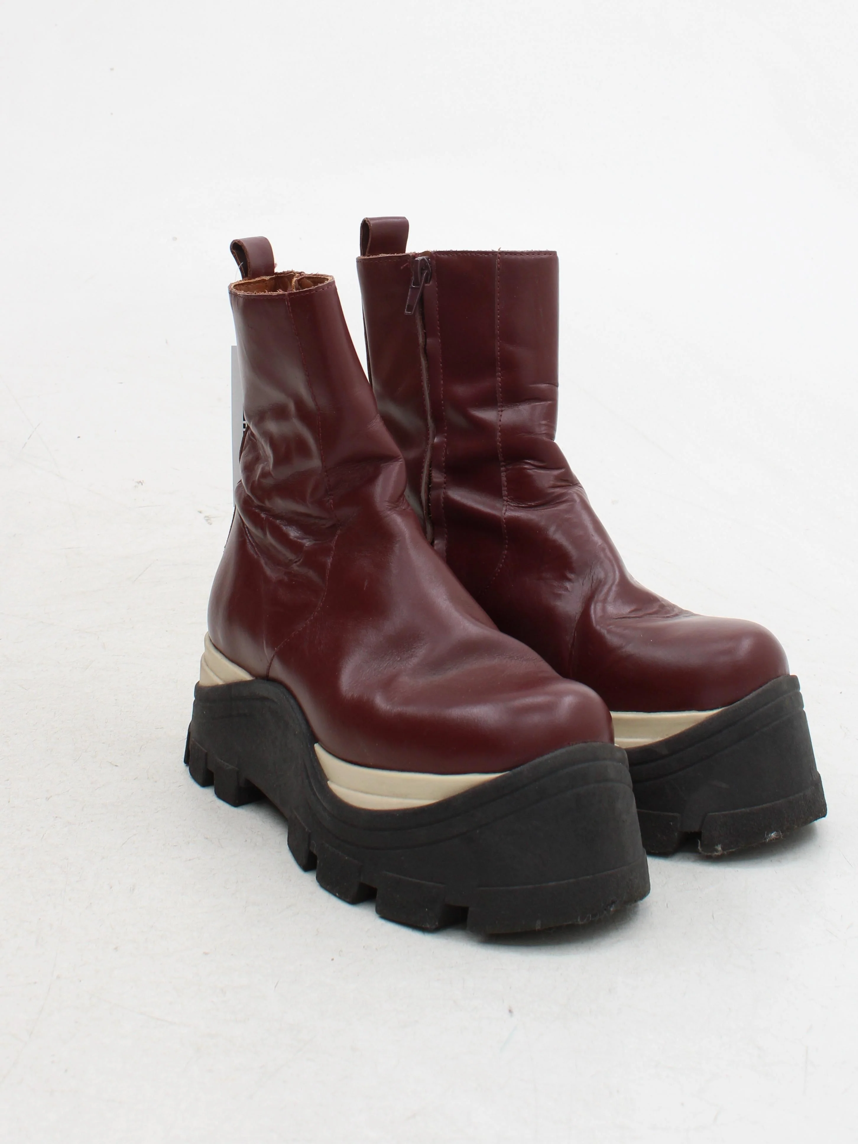 Alohas Women's Boots UK 4 Red 100% Leather Platform - Image 4
