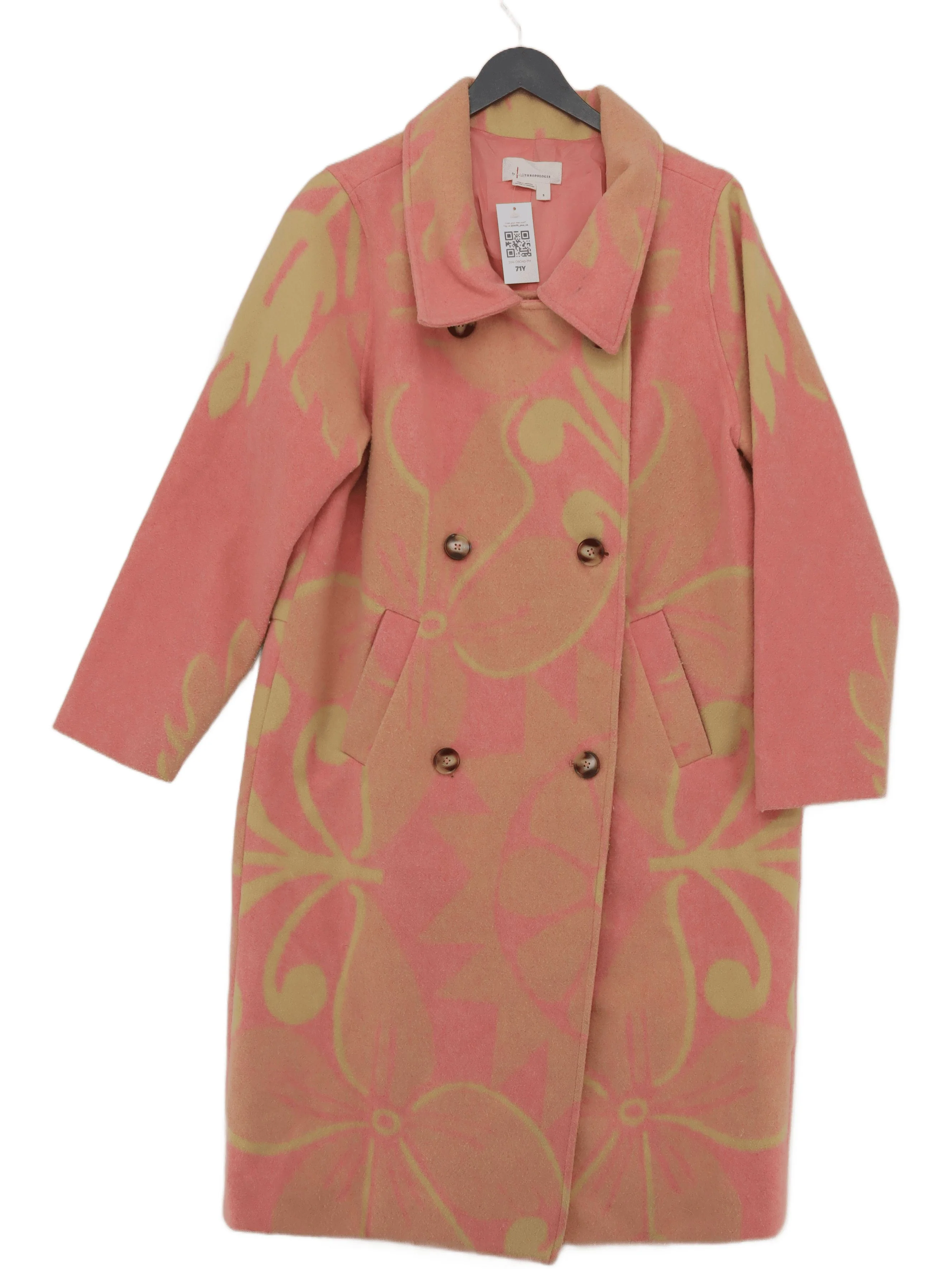 Anthropologie Women's Coat S Multi Floral Polyester with Wool Overcoat