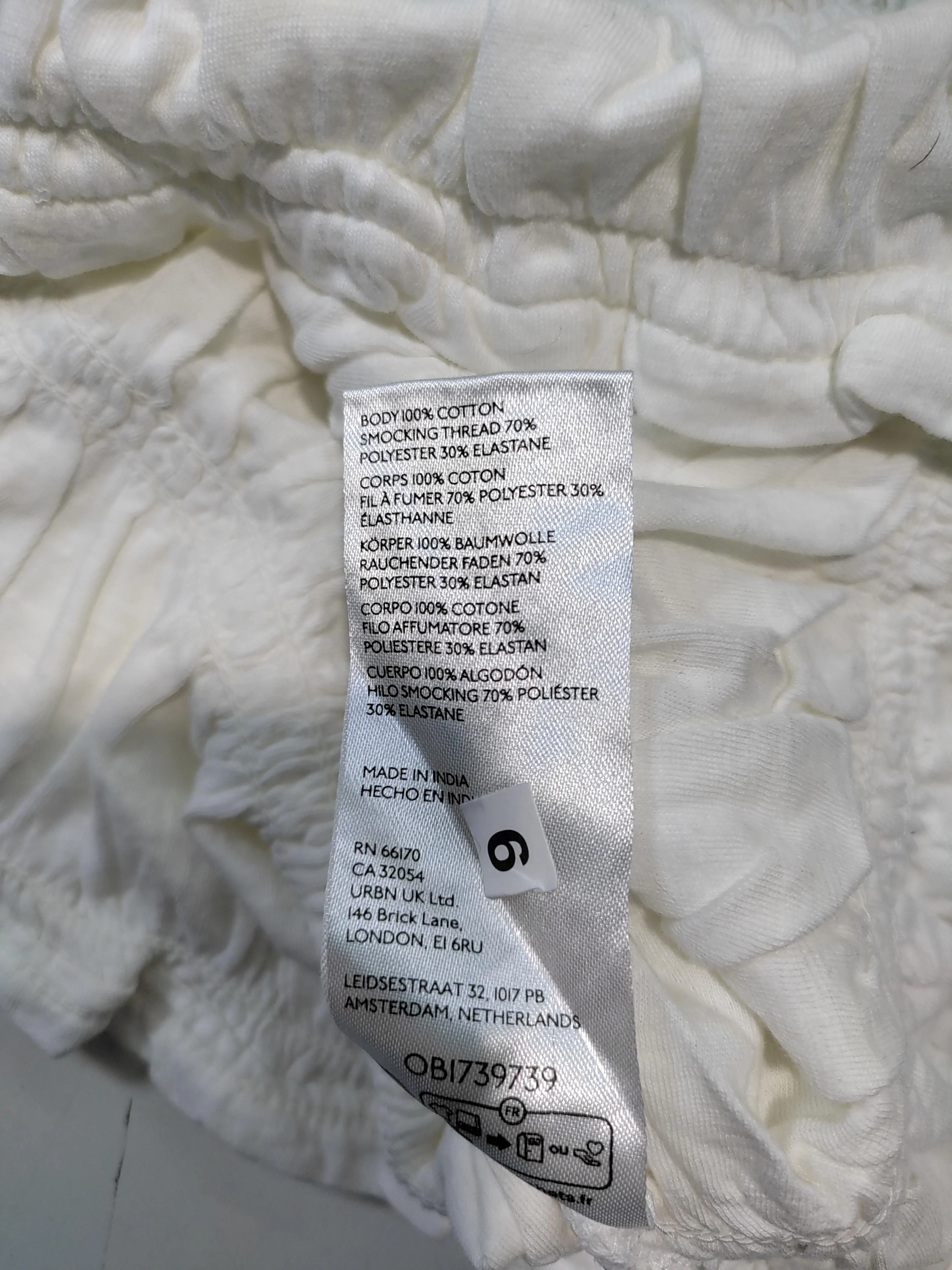 Anthropologie Women's Top L White Cotton with Polyester, Elastane Cropped - Image 7