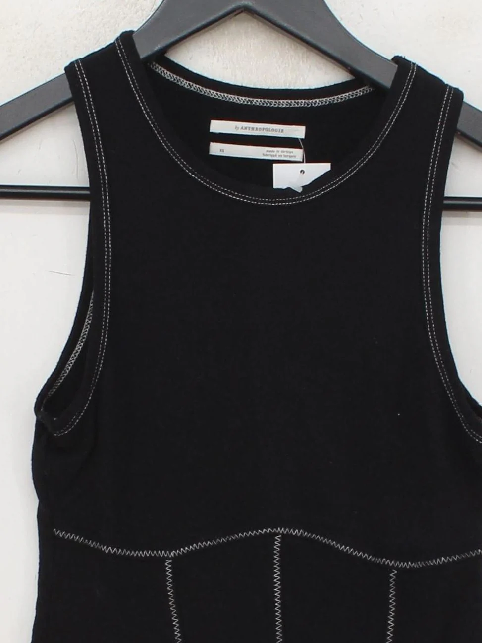 Anthropologie Women's Top XS Black 100% Cotton Sleeveless Round Neck Basic - Image 3
