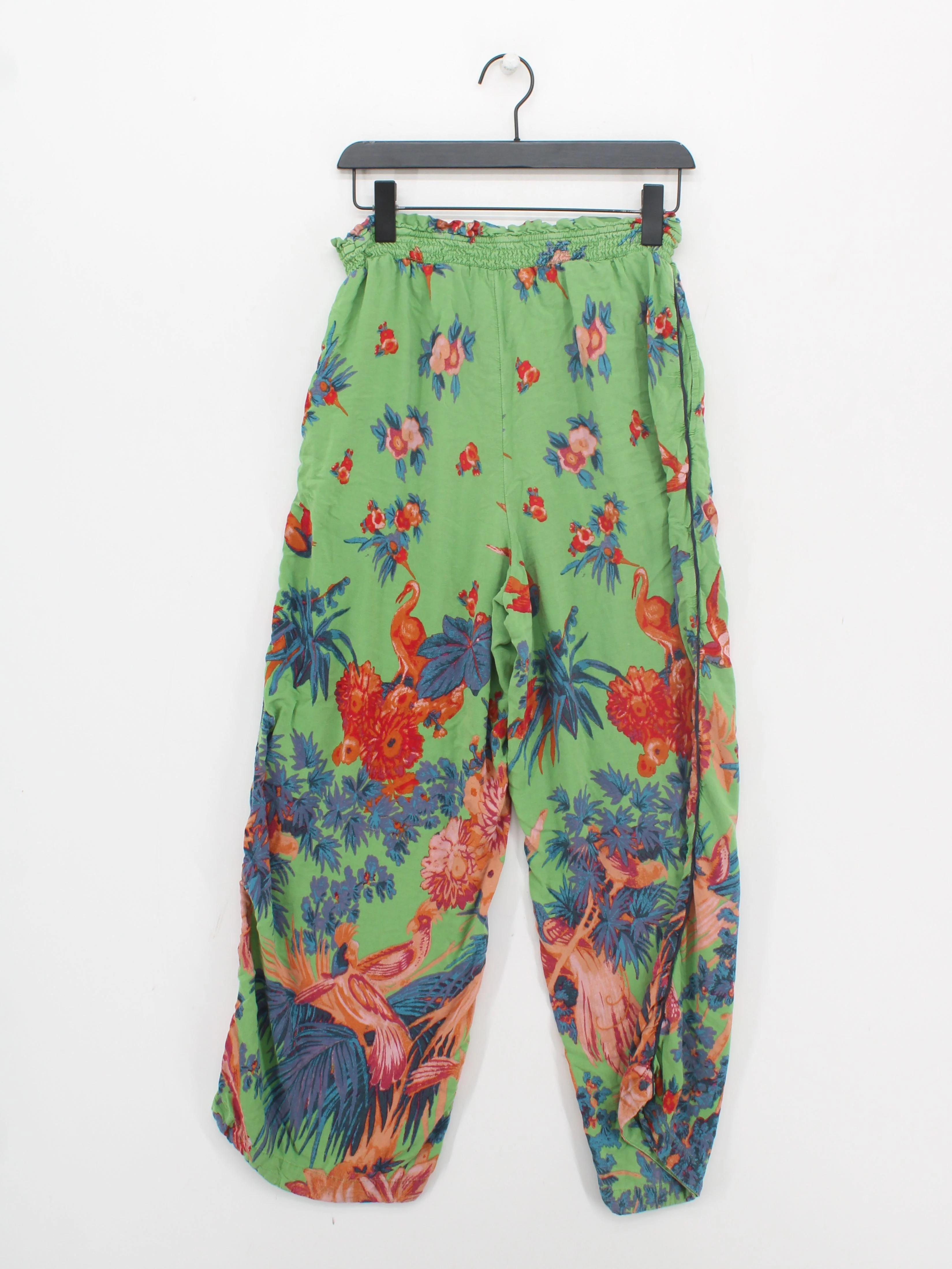 Anthropologie Women's Trousers M Green Animal Print 100% Viscose Wide-Leg Chino - Image 2
