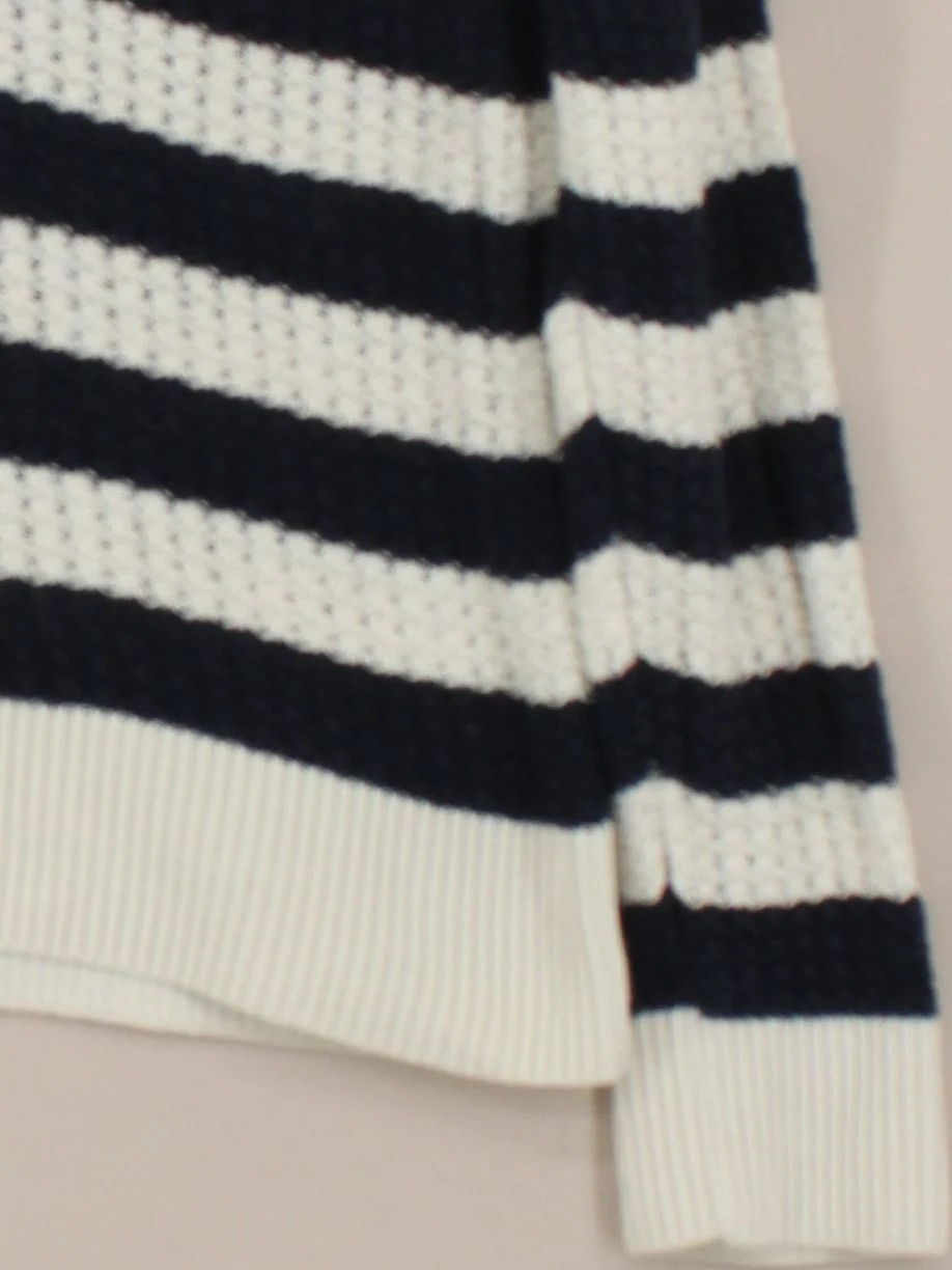 ANYDAY John Lewis Women's Jumper S Blue Striped 100% Cotton Collared Pullover - Image 4