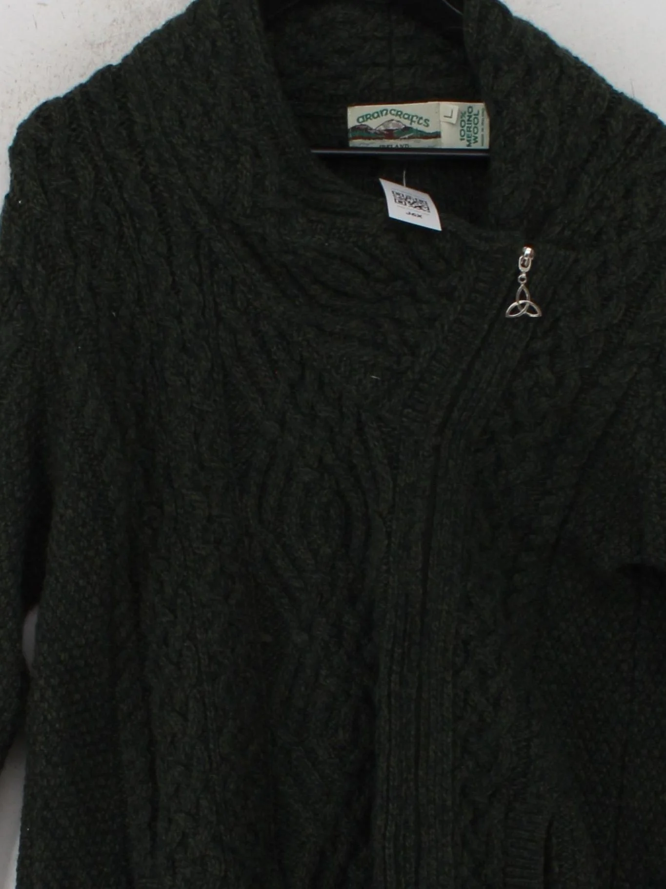Aran Crafts Ireland Women's Cardigan L Green 100% Wool Collared Cardigan - Image 3