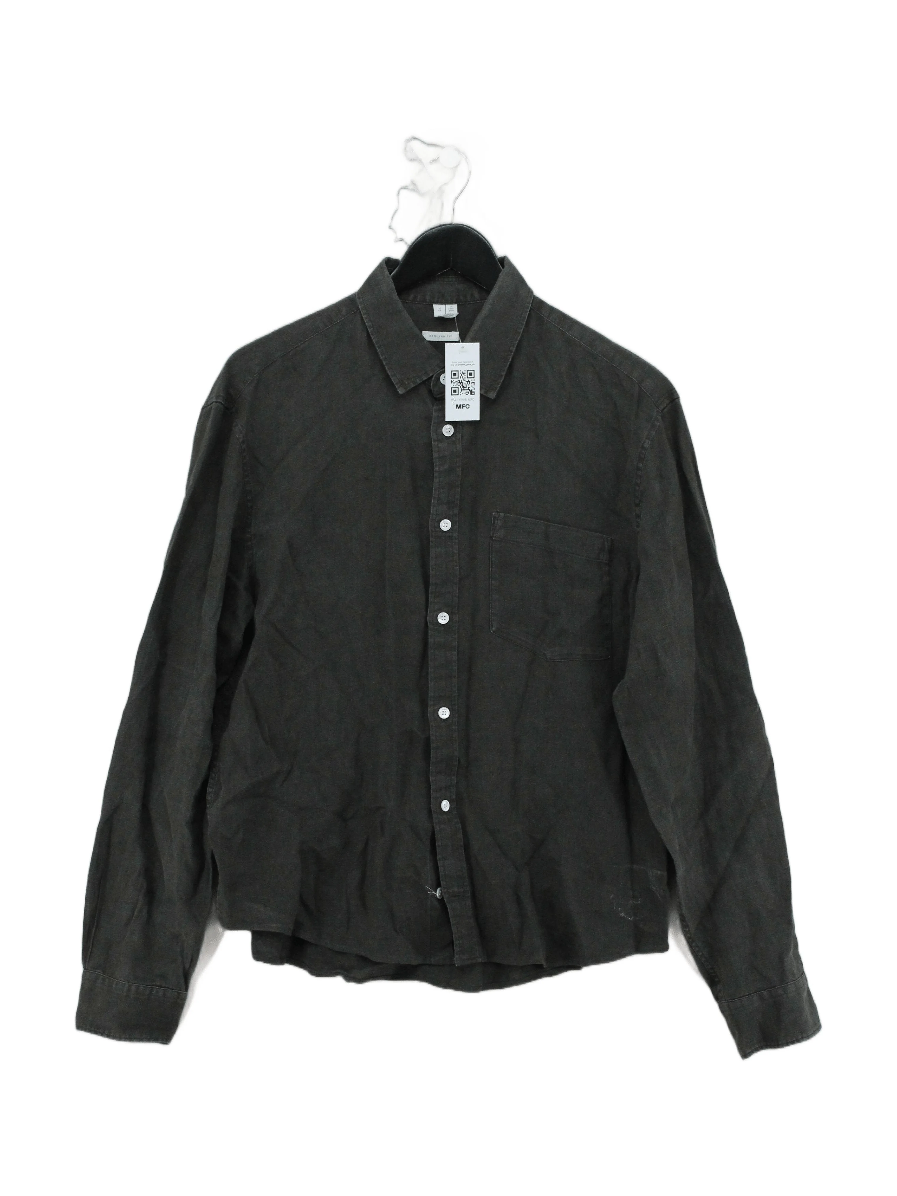 Arket Men's Shirt M Grey 100% Linen Basic