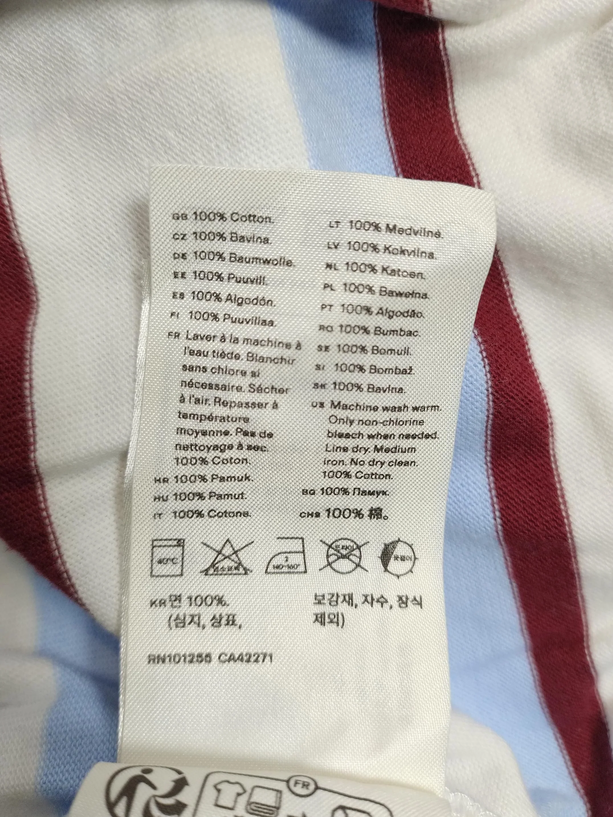 Arket Men's T-Shirt S Multi Striped 100% Cotton Basic - Image 6