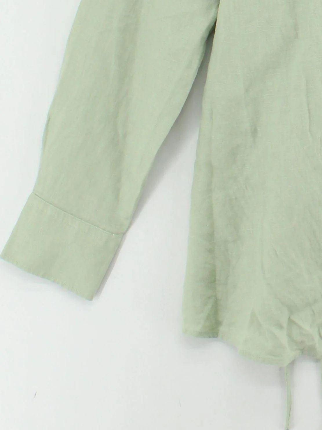Arket Women's Shirt UK 16 Green 100% Linen Long Sleeve Collared Basic - Image 4