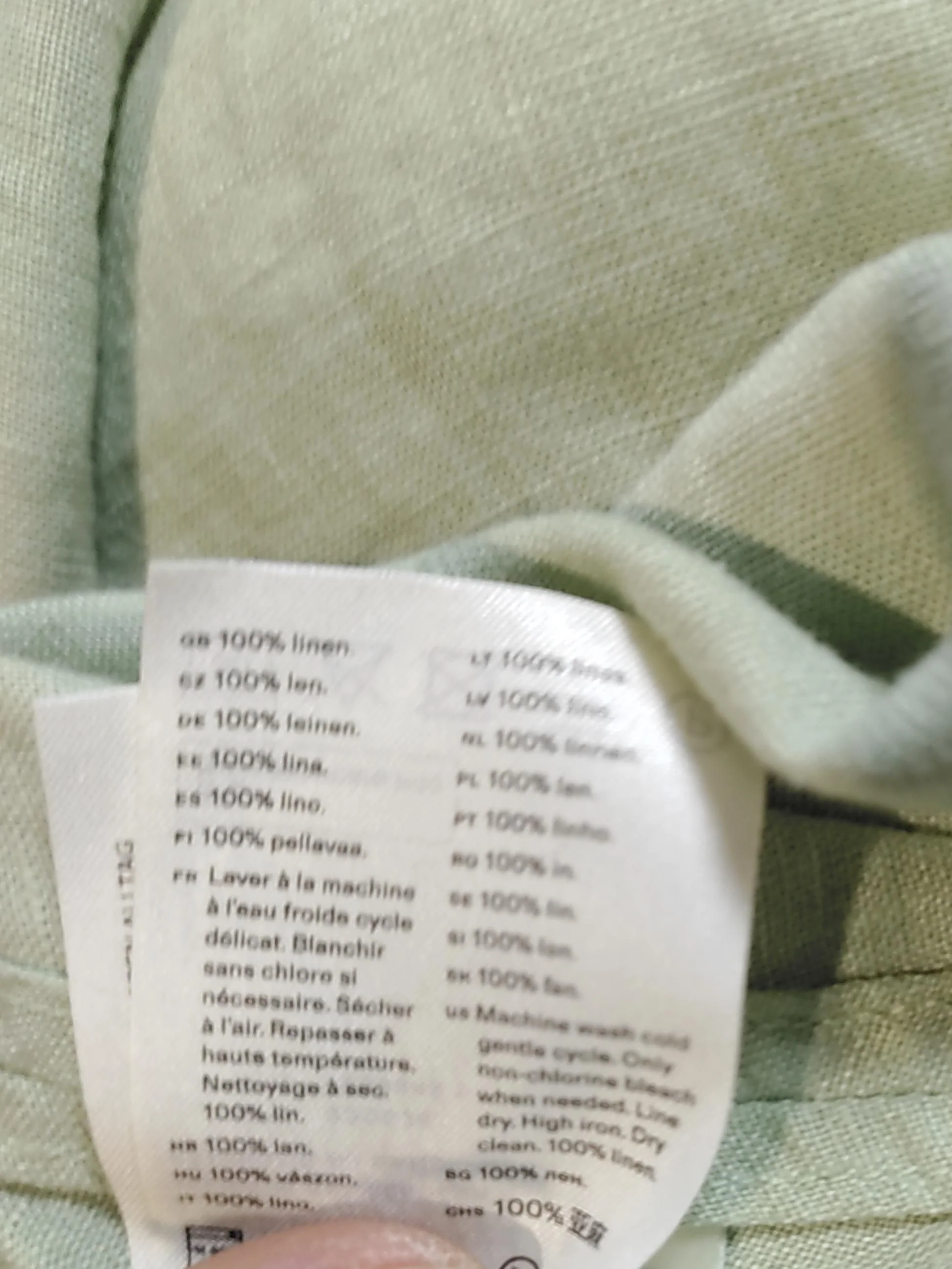 Arket Women's Shirt UK 16 Green 100% Linen Long Sleeve Collared Basic - Image 6