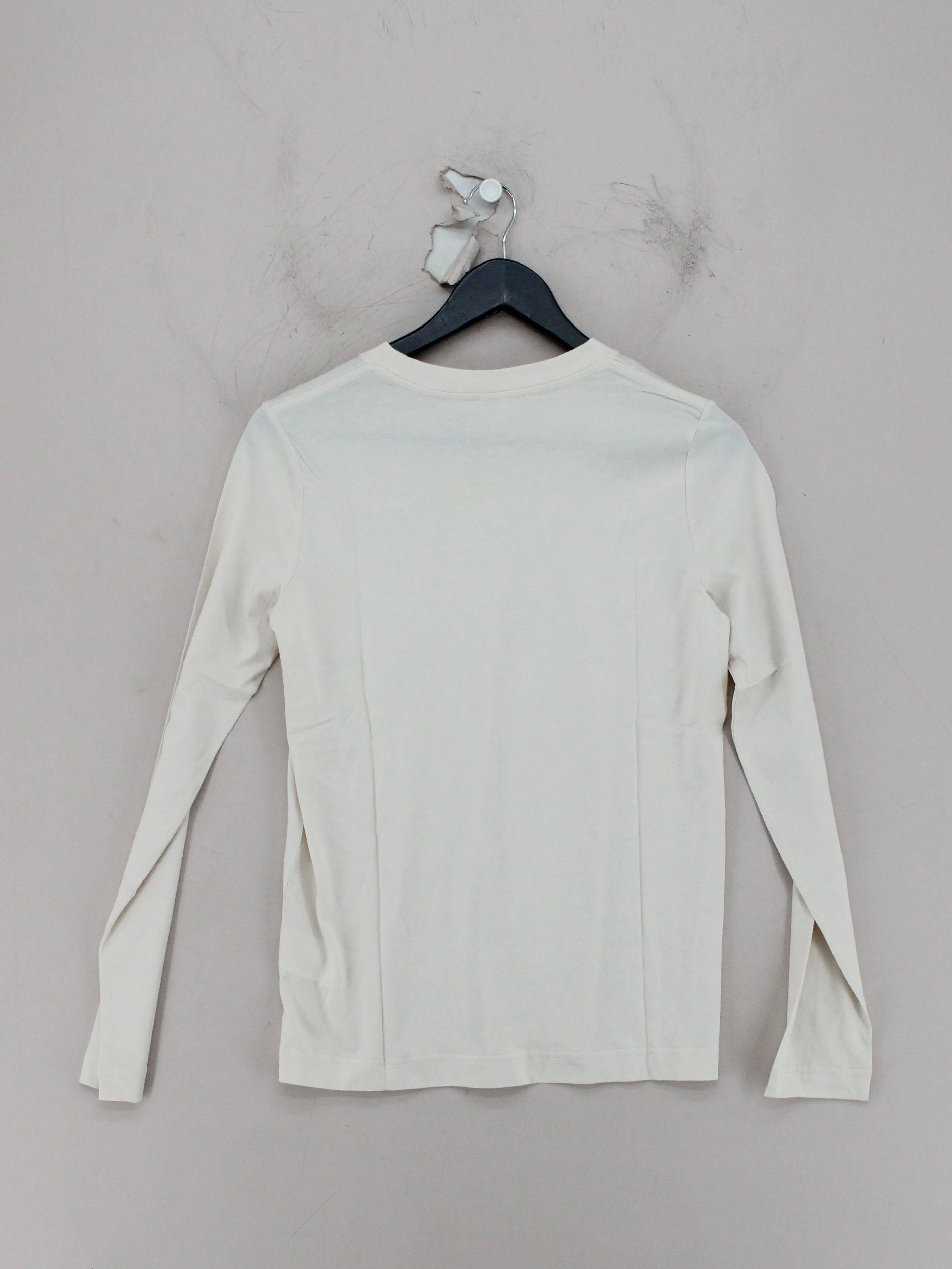 Arket Women's T-Shirt S Cream 100% Cotton Short Sleeve Round Neck Basic - Image 2