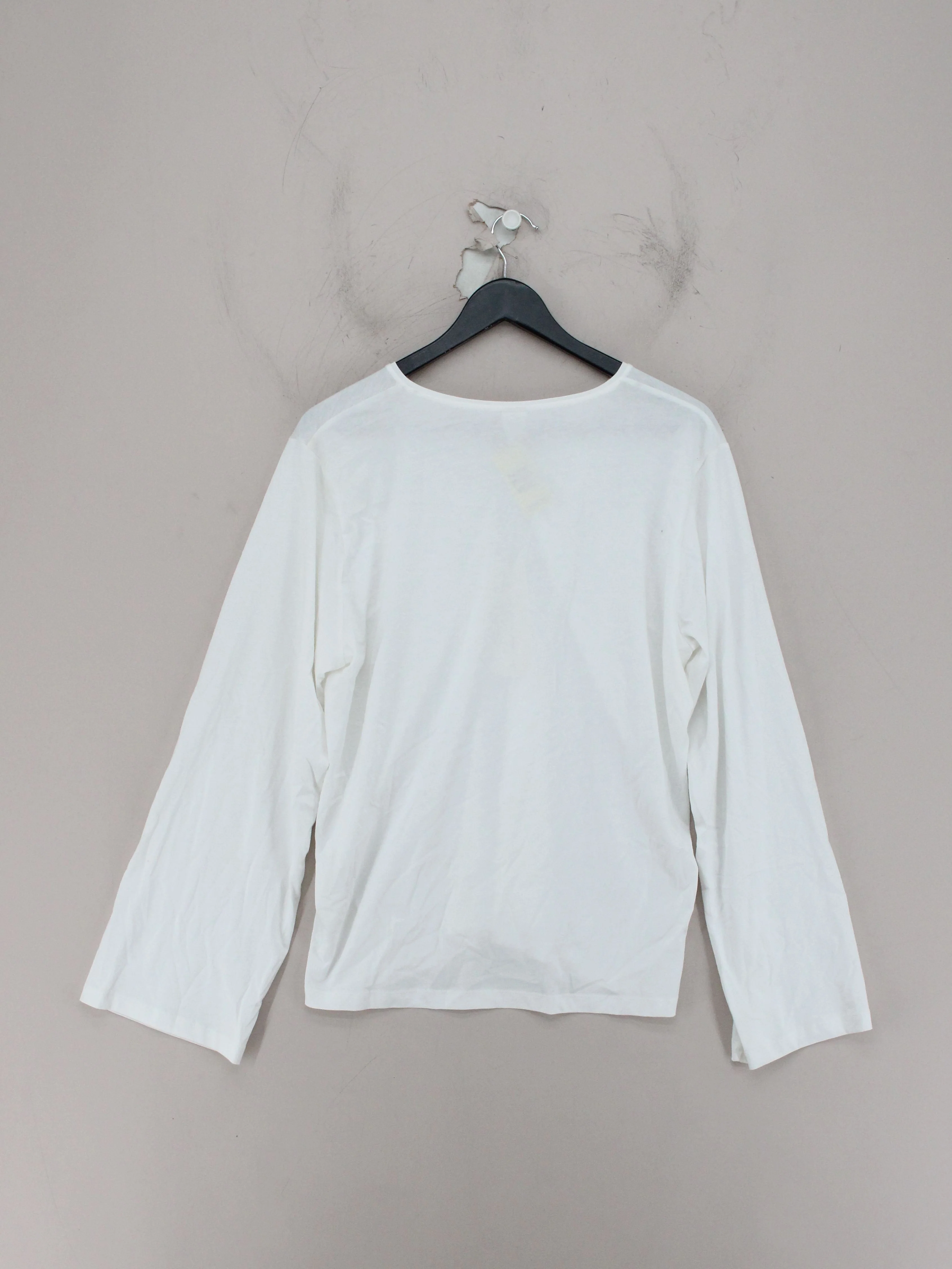 Arket Women's Top L White 100% Cotton Long Sleeve Round Neck Basic - Image 2