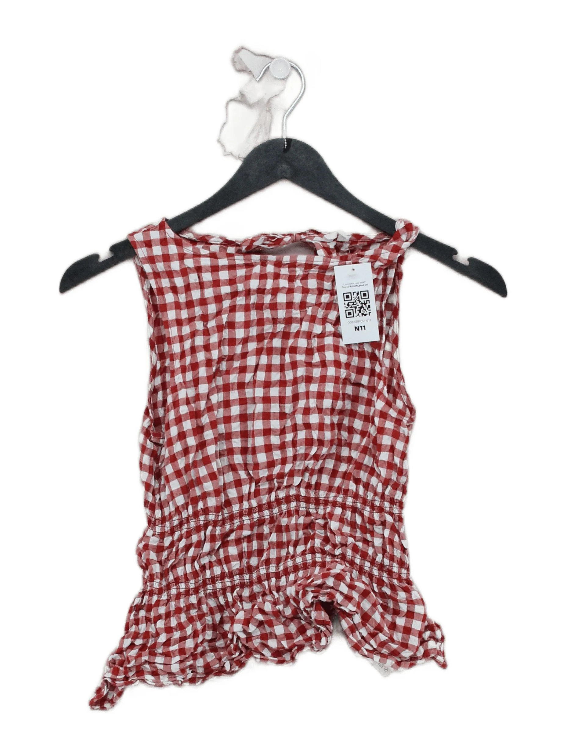 Arket Women's Top UK 6 Red Cotton with Elastane Basic