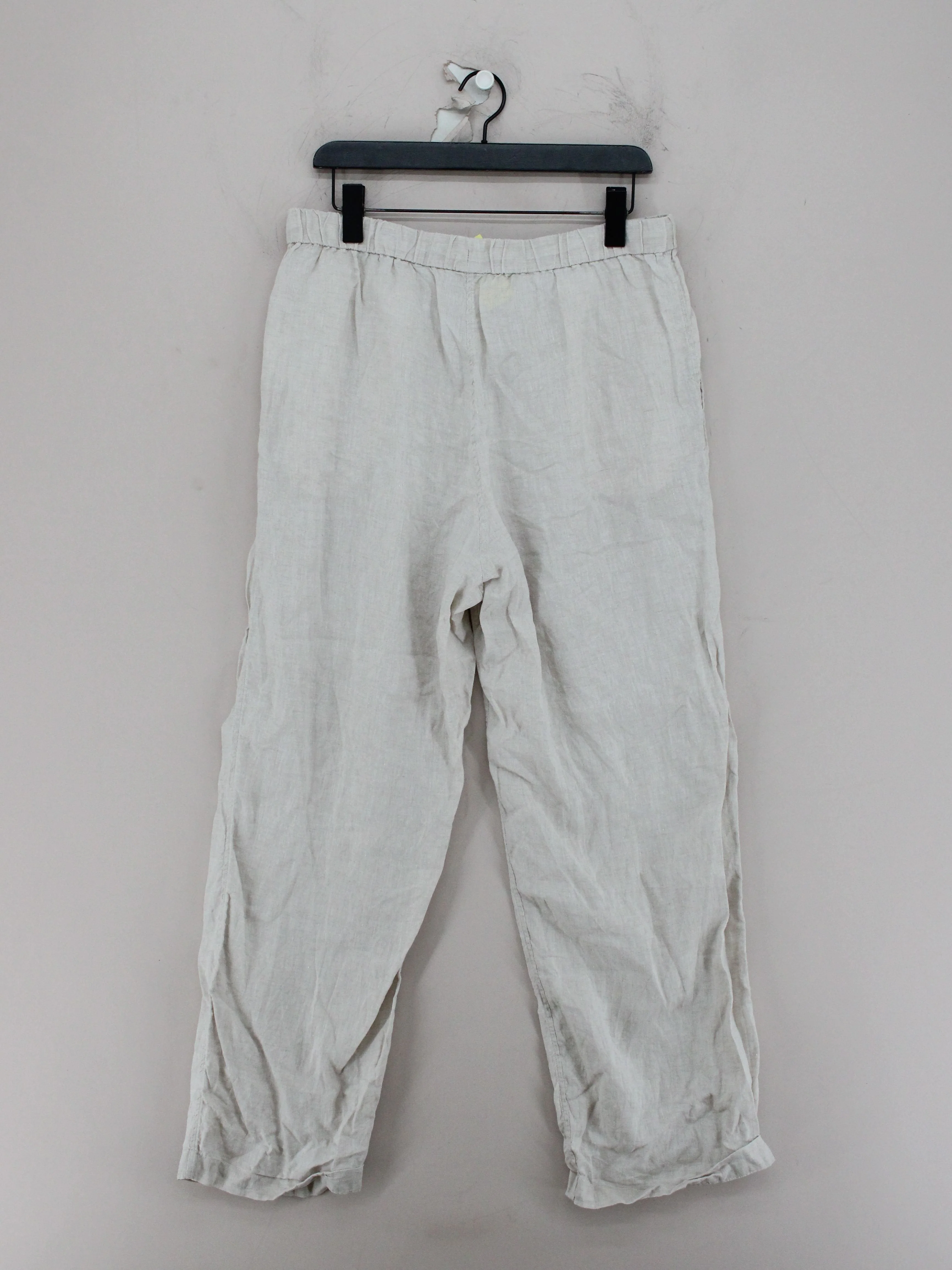 Arket Women's Trousers L Cream 100% Linen Wide-Leg Cropped - Image 2