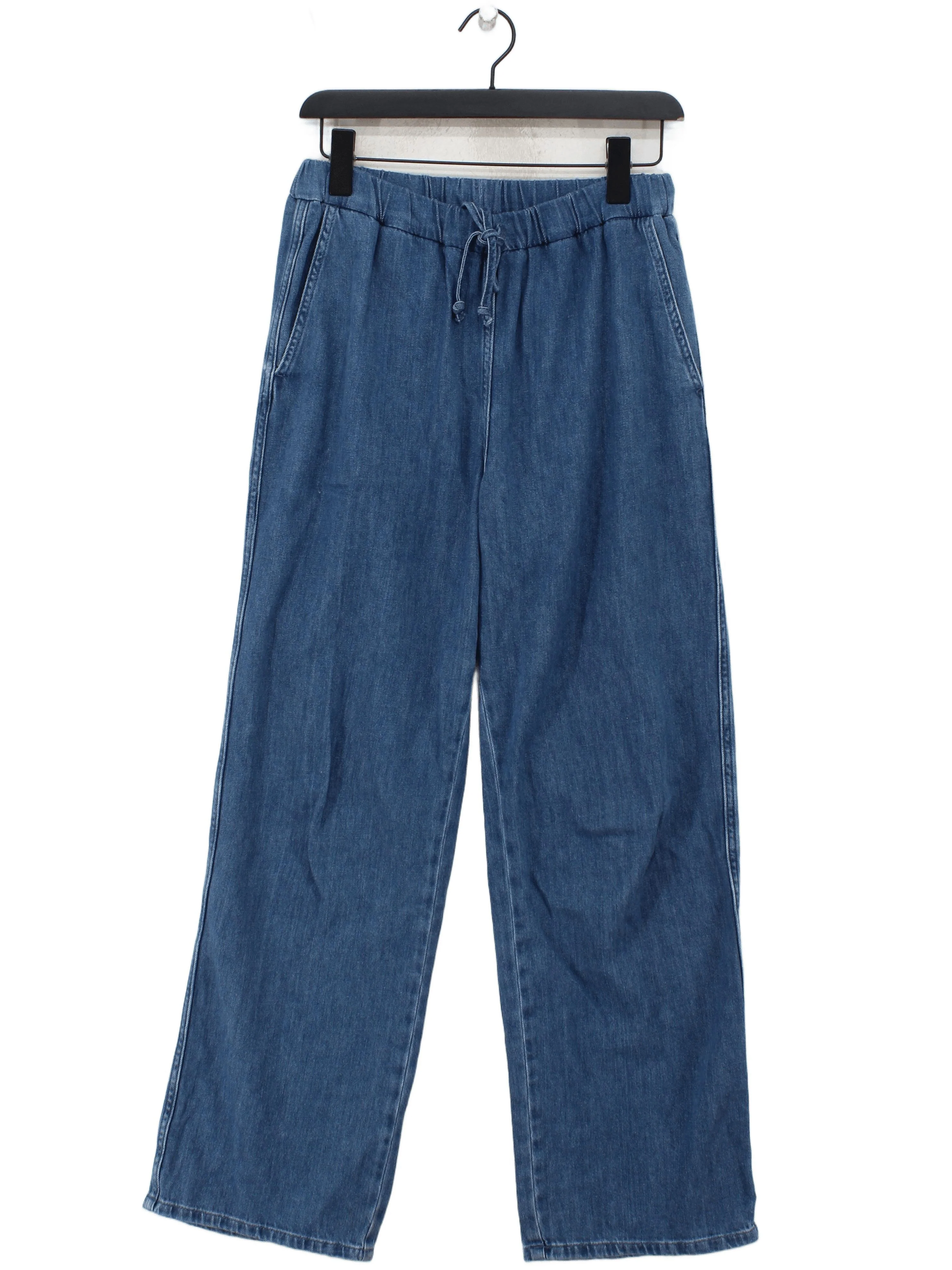 Arket Women's Trousers S Blue 100% Cotton Wide-Leg Sweatpants