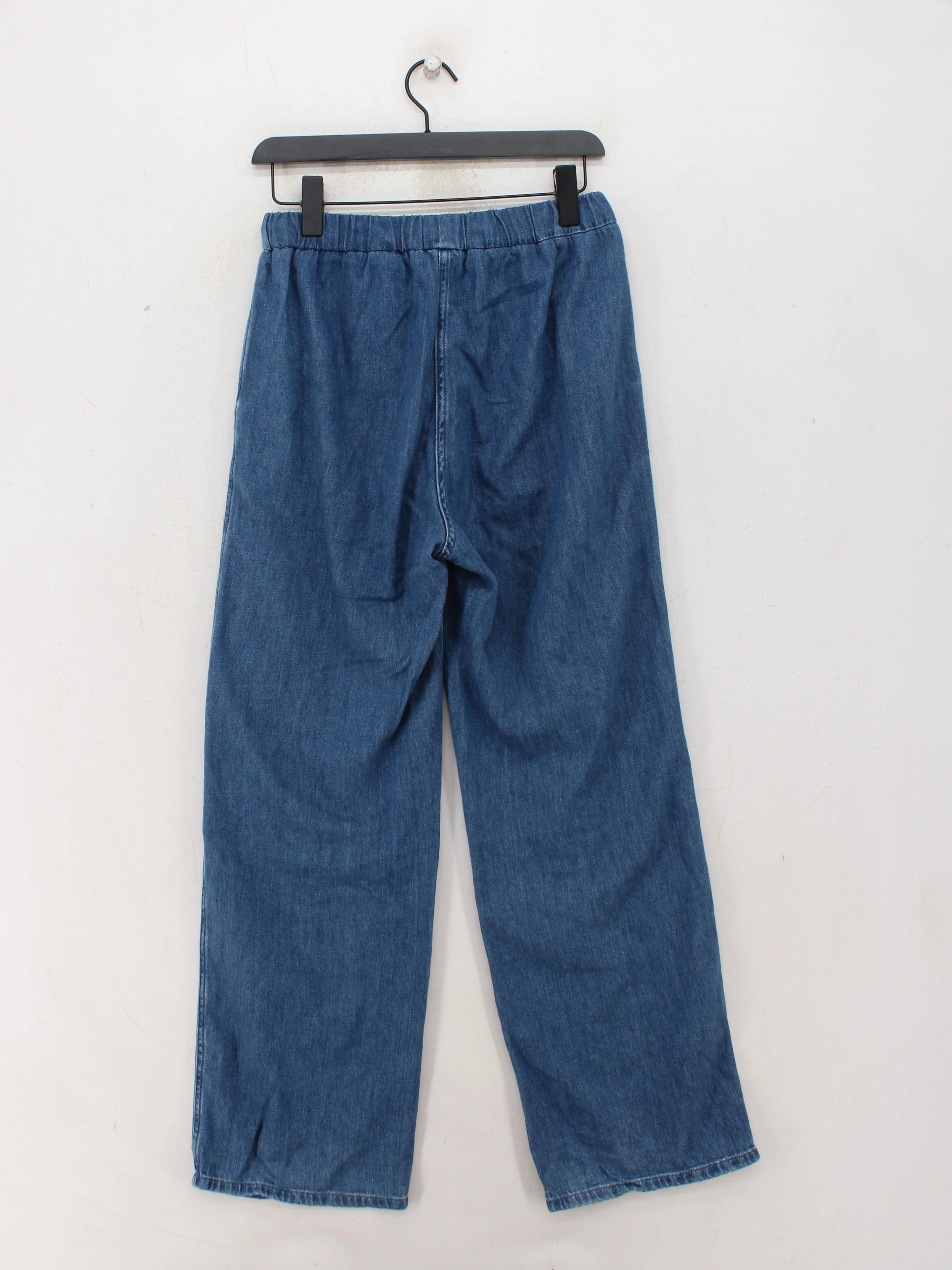 Arket Women's Trousers S Blue 100% Cotton Wide-Leg Sweatpants - Image 2