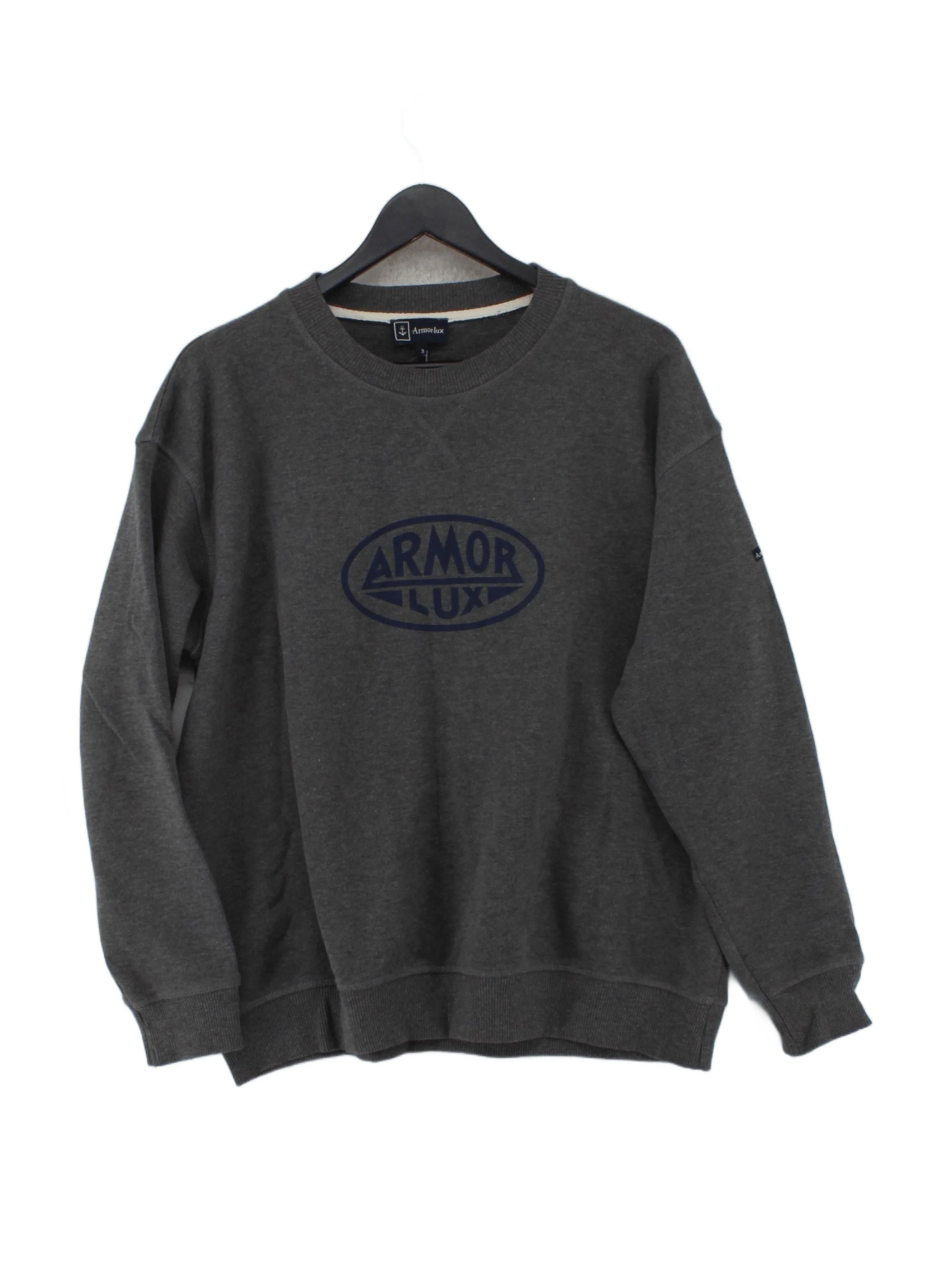 Armor Lux Men's Hoodie M Grey Graphic 100% Cotton Pullover