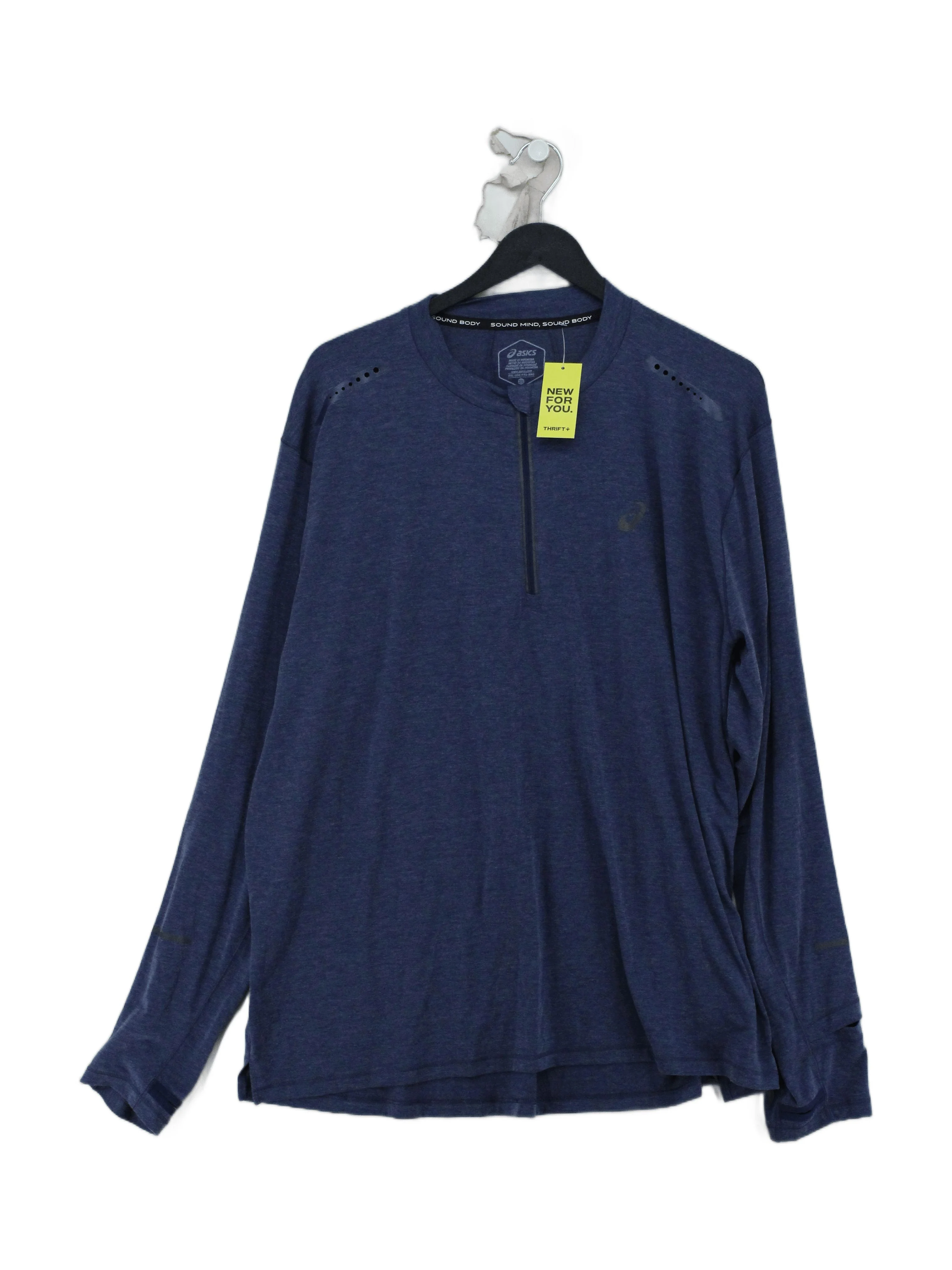 Asics Men's T-Shirt XXL Blue Polyester with Lyocell Modal, Elastane Basic