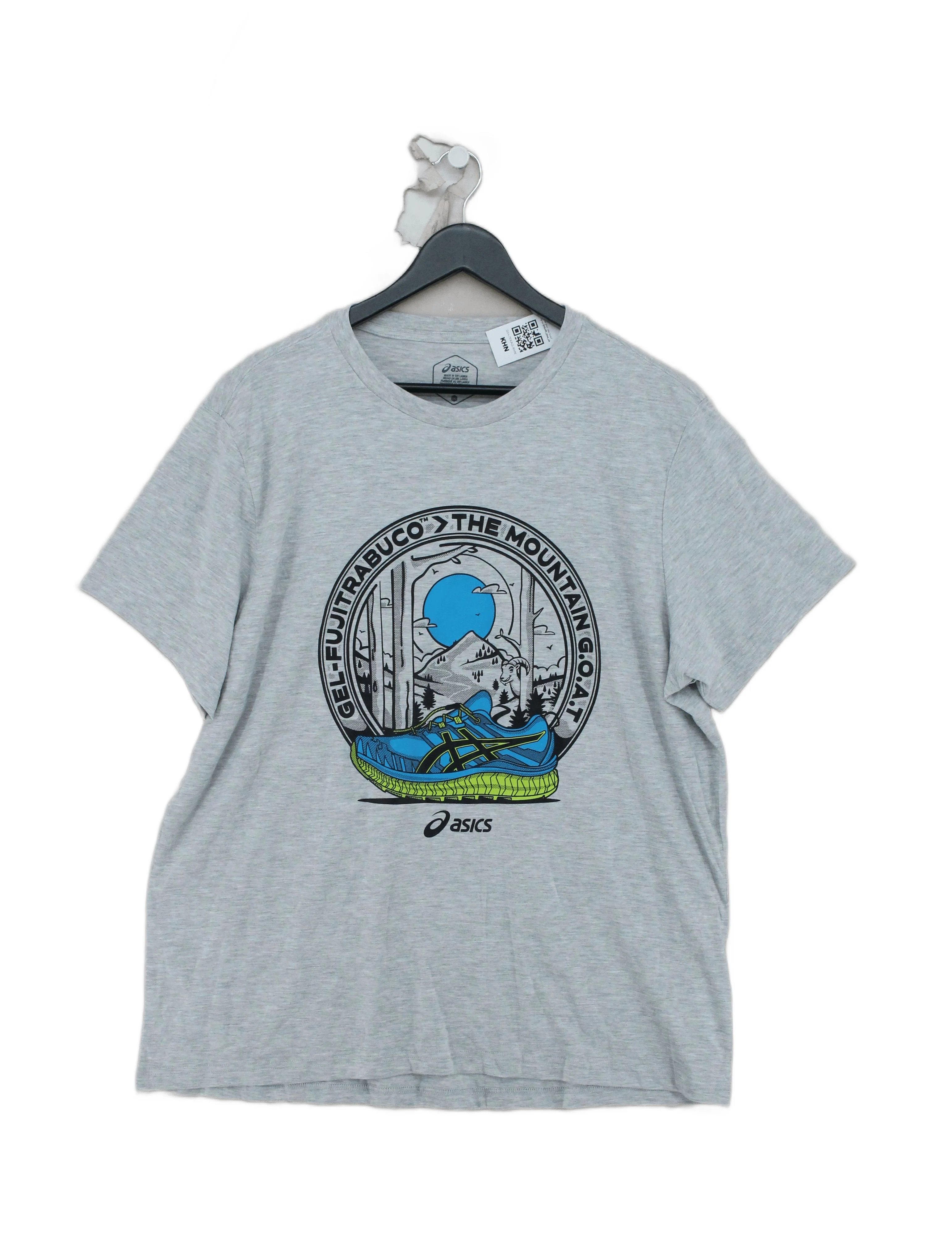 Asics Men's T-Shirt XXL Grey Graphic Polyester with Cotton, Elastane Basic