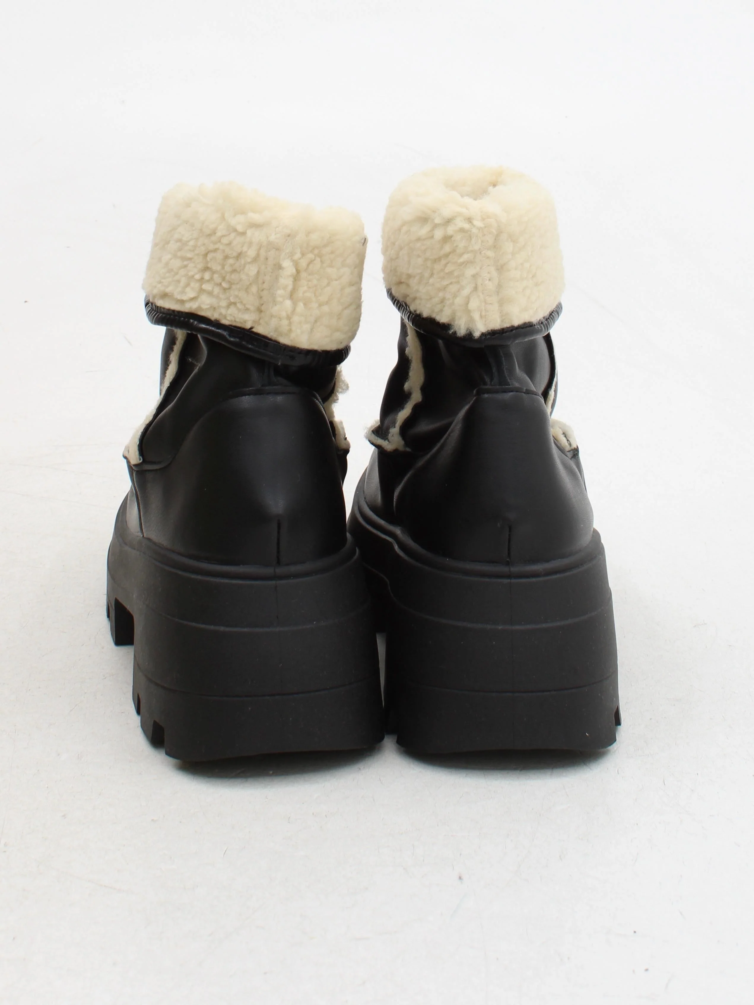 Asos Design Women's Boots UK 5 Black Faux Leather with Faux Fur Platform - Image 3