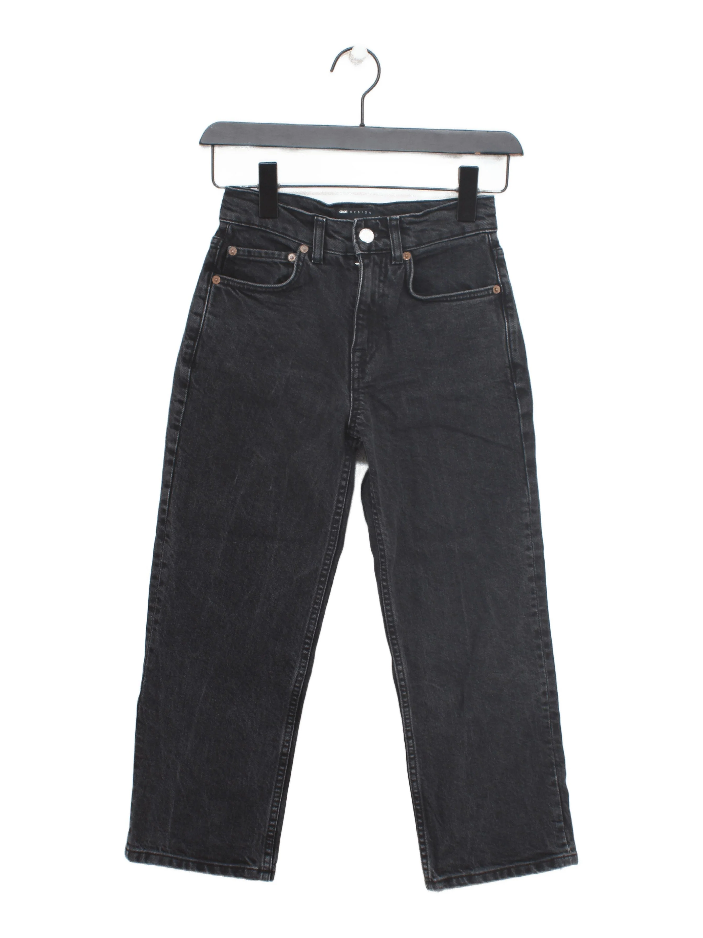 Asos Design Women's Jeans W 24 in; L 26 in Black Cotton with Elastane Cropped