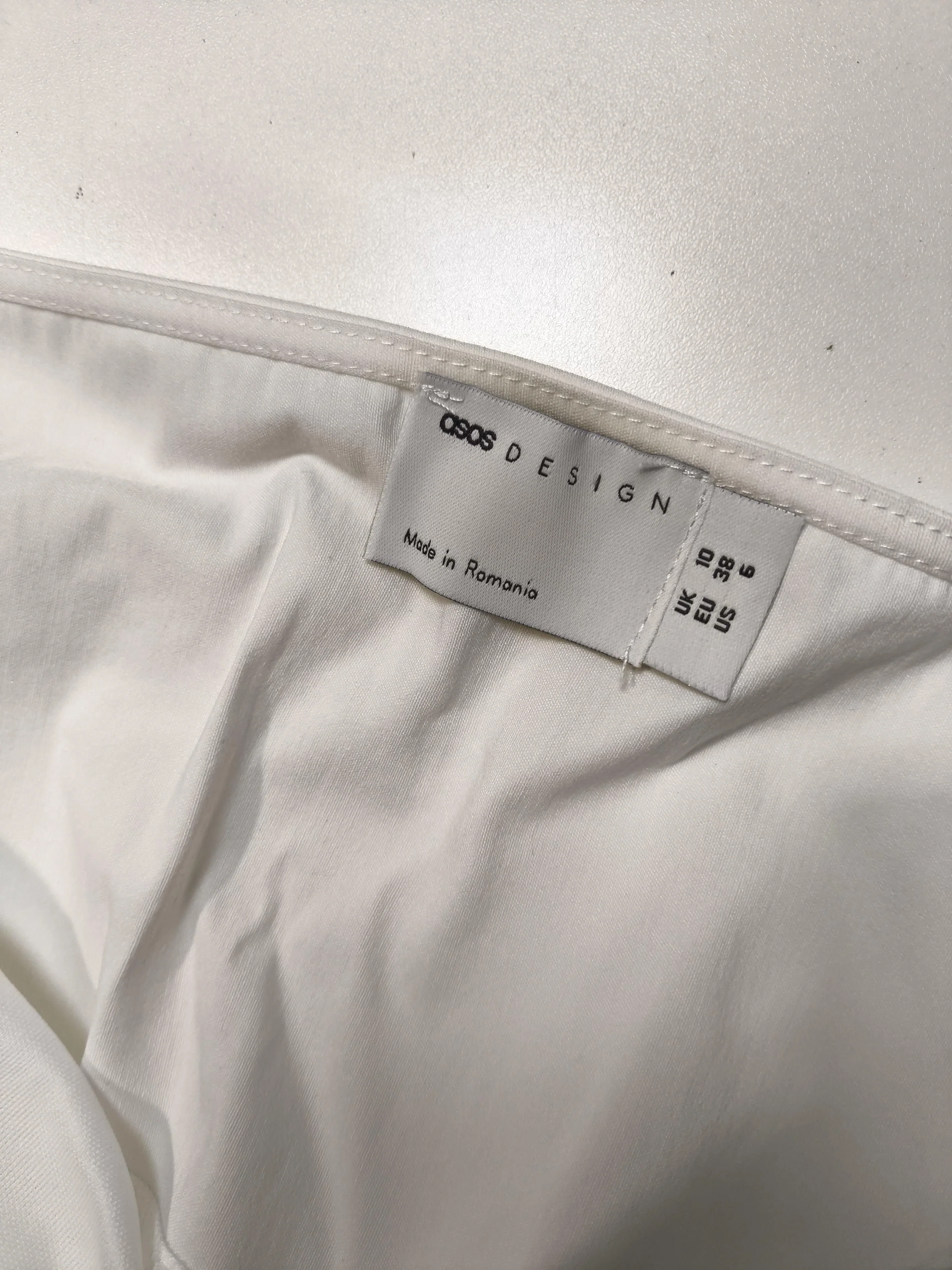 Asos Design Women's Top UK 10 White Viscose with Polyamide, Elastane Cropped - Image 5