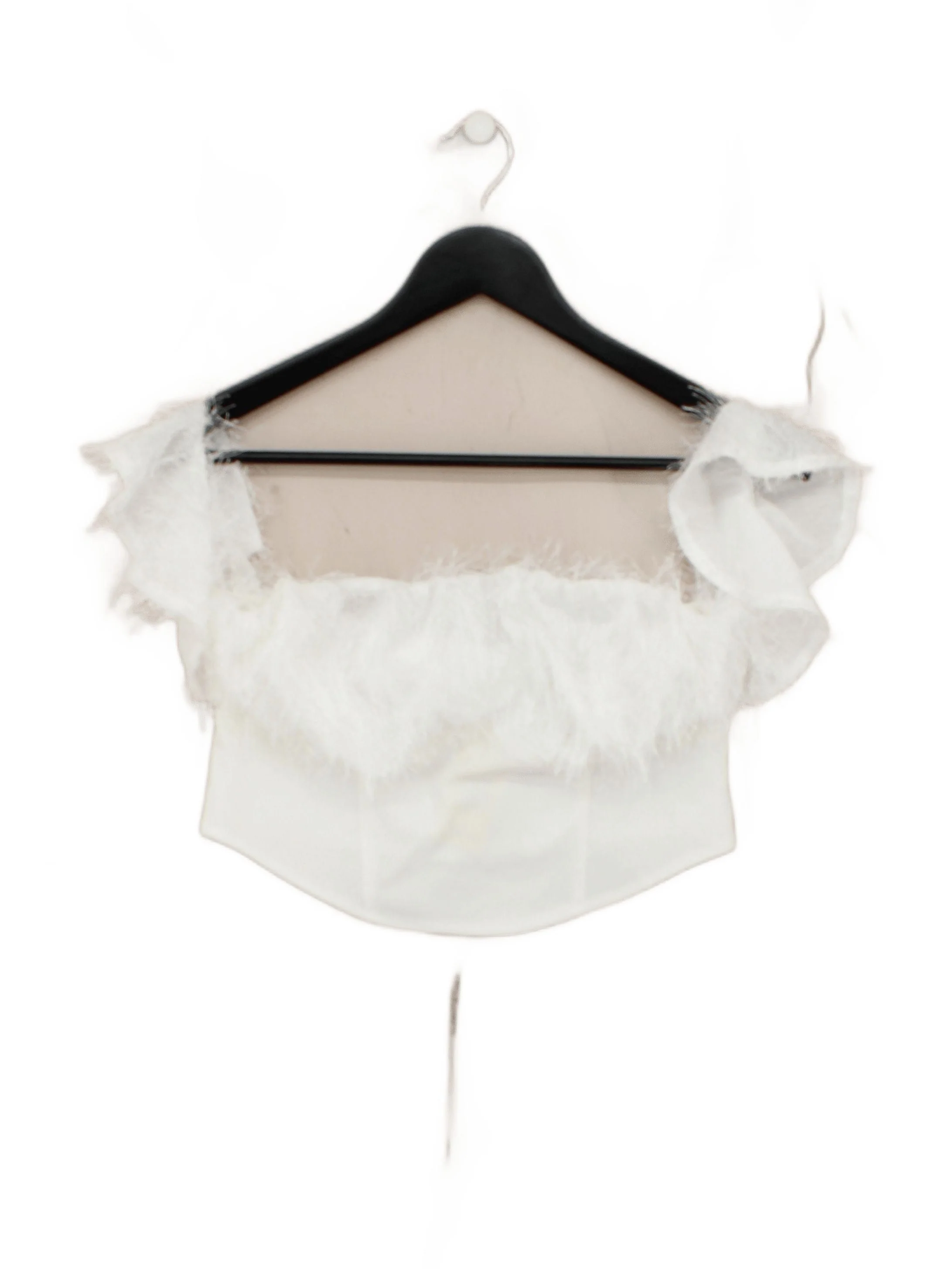 Asos Design Women's Top UK 12 White Viscose with Polyamide, Elastane Cropped