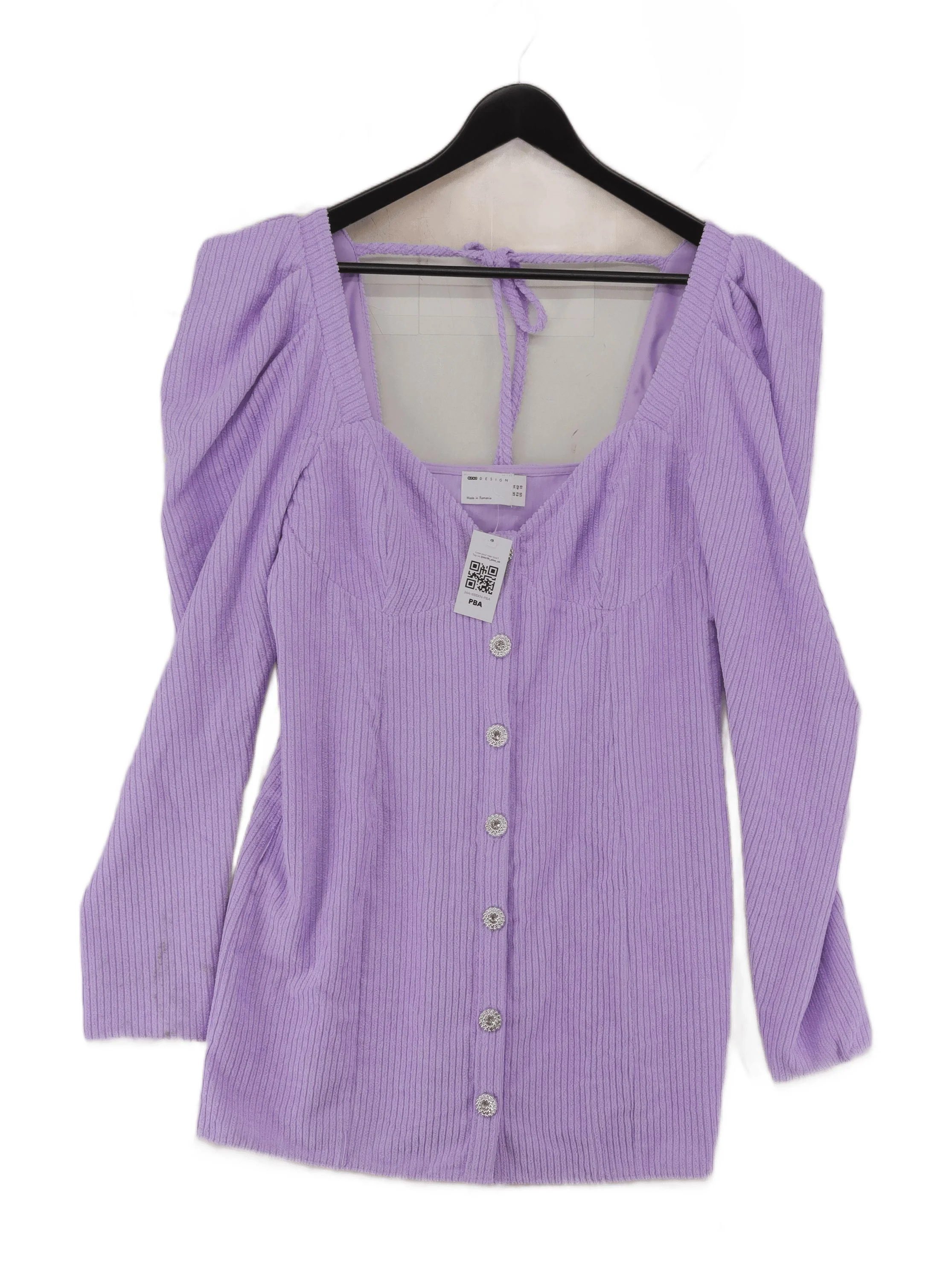 Asos Design Women's Top UK 14 Purple Polyester with Elastane Basic