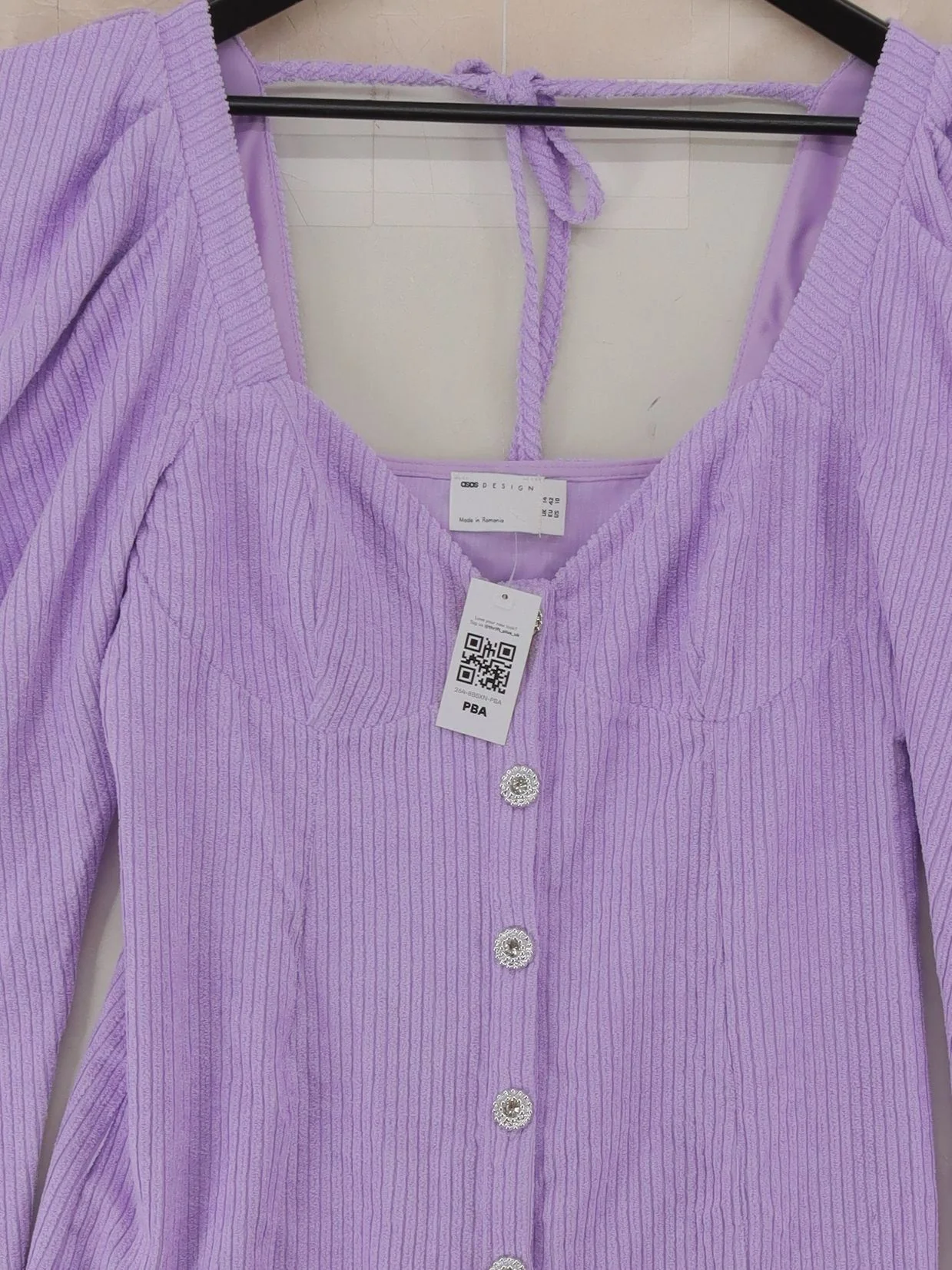 Asos Design Women's Top UK 14 Purple Polyester with Elastane Basic - Image 3