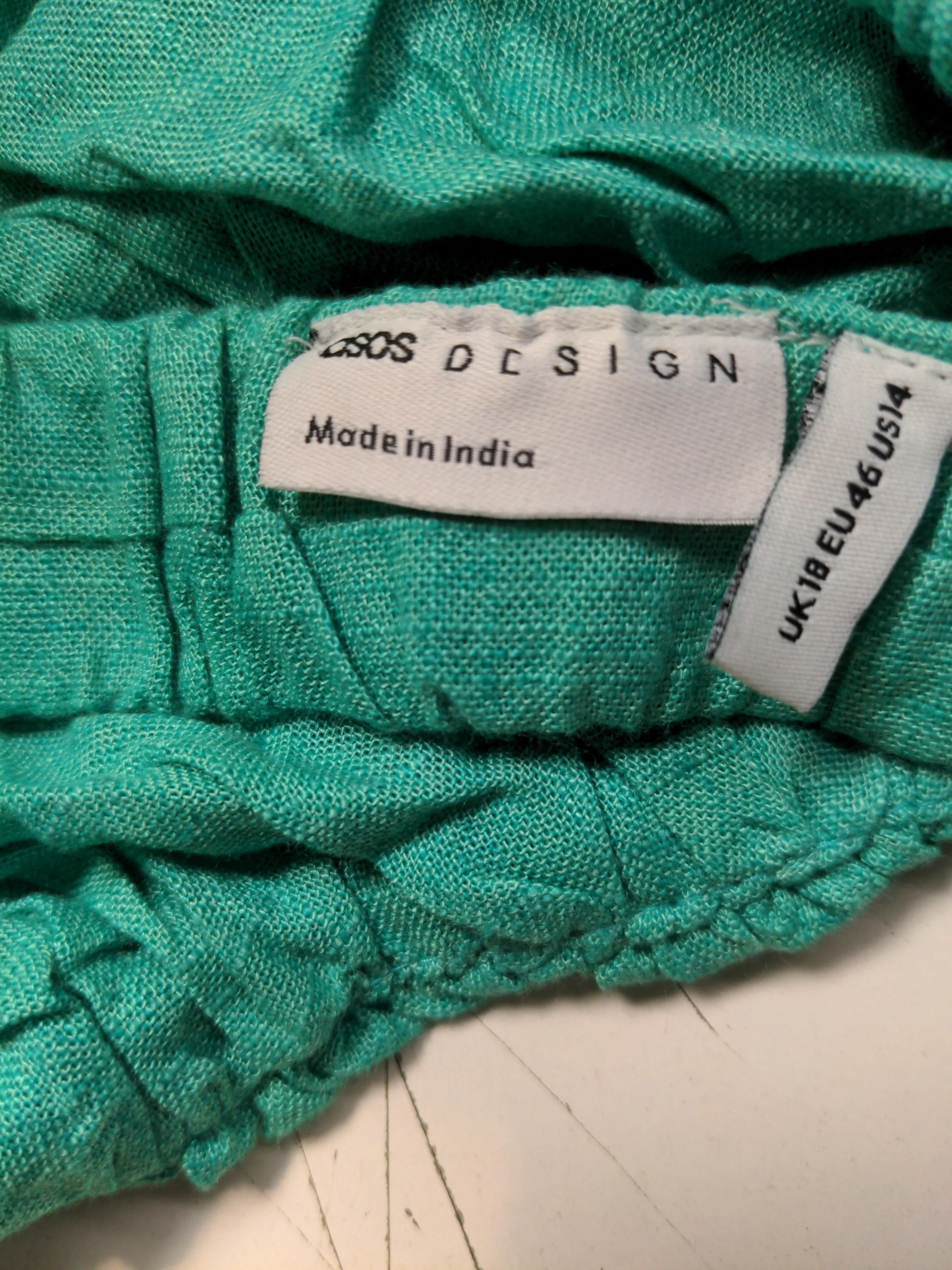 Asos Design Women's Top UK 18 Green Viscose with Linen Cropped - Image 5