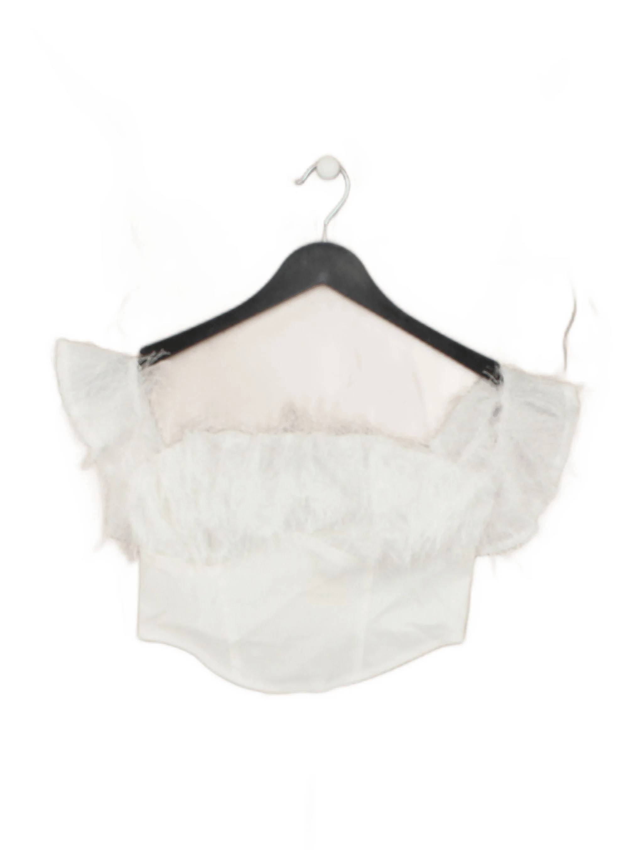 Asos Design Women's Top UK 6 White Viscose with Polyamide, Elastane Cropped