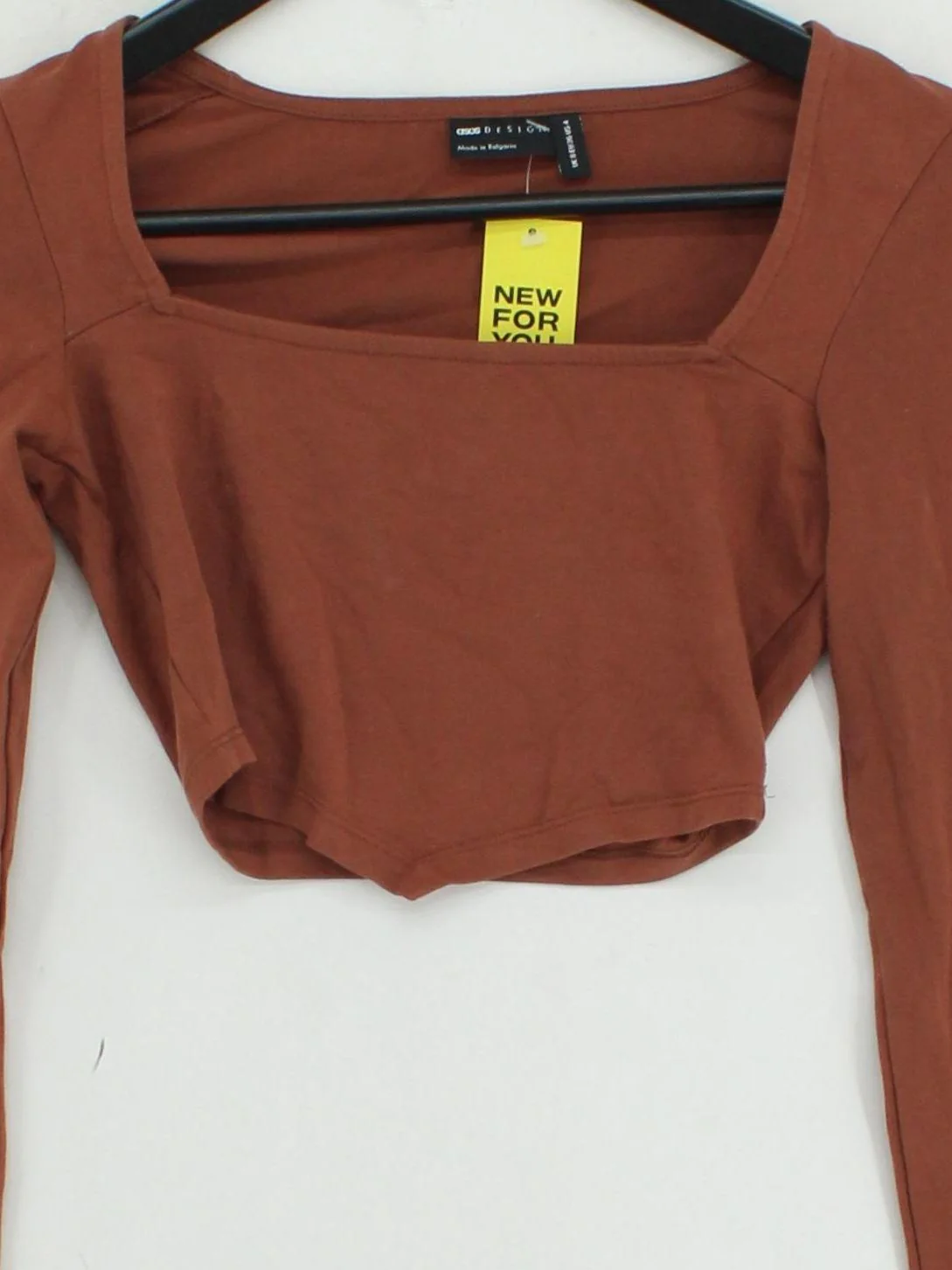 Asos Design Women's Top UK 8 Brown Cotton with Elastane Cropped - Image 3