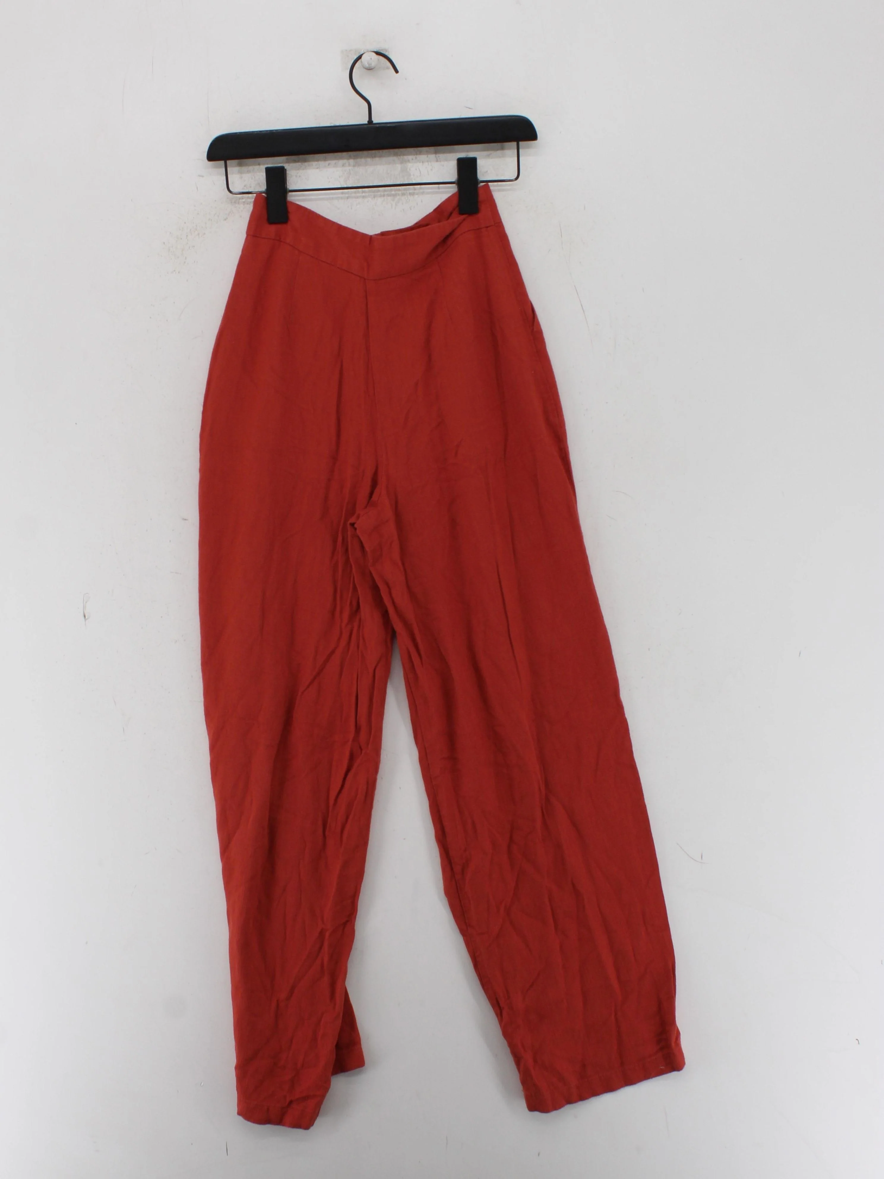 Asos Design Women's Trousers UK 4 Red Viscose with Linen Wide-Leg Chino - Image 2