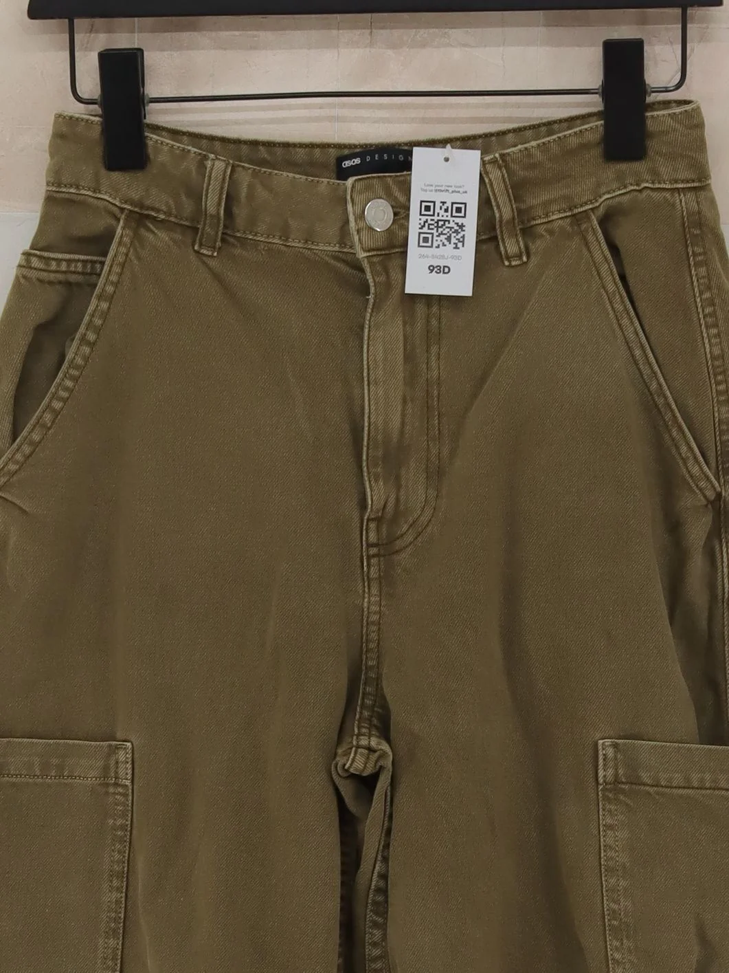 Asos Design Women's Trousers UK 6 Green 100% Cotton Wide-Leg Cargo - Image 3
