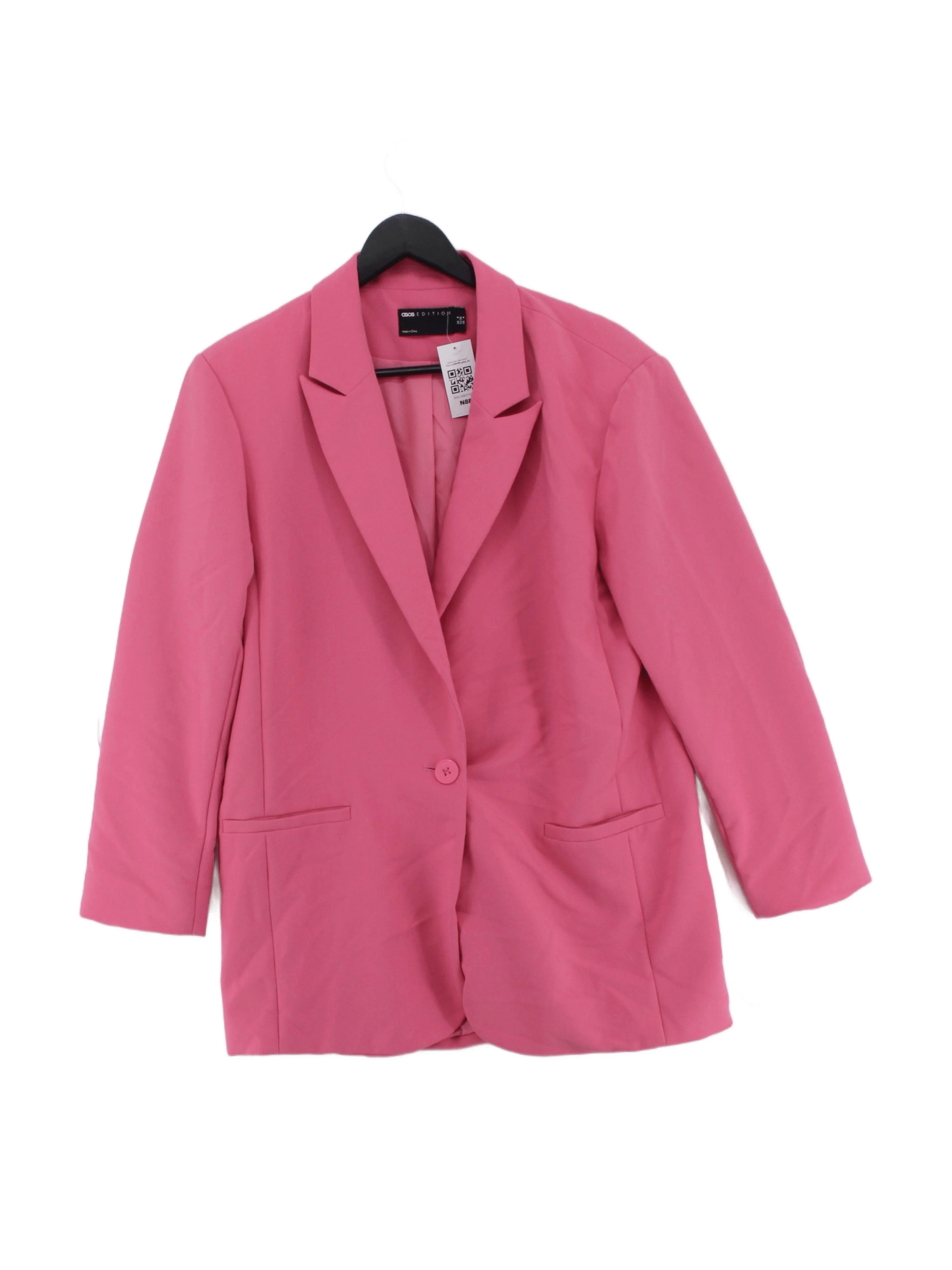 Asos Edition Women's Blazer UK 8 Pink Polyester with Viscose, Elastane Overcoat