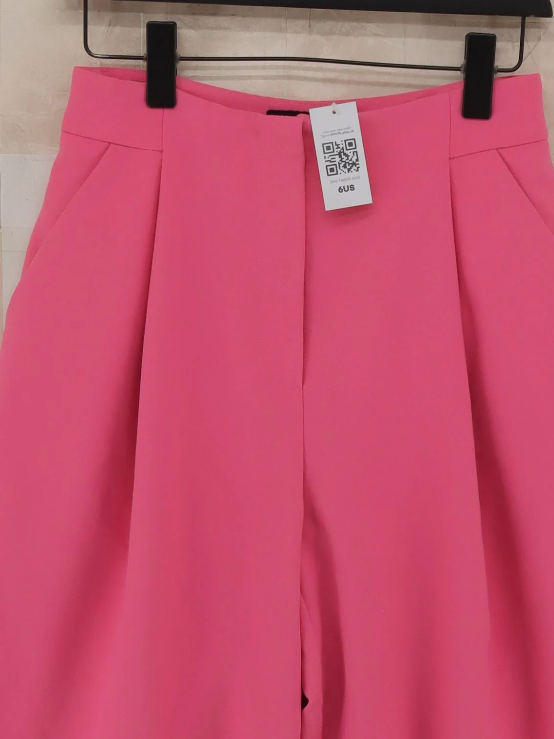 Asos Edition Women's Trousers UK 8 Pink Polyester with Viscose, Elastane Cropped - Image 3