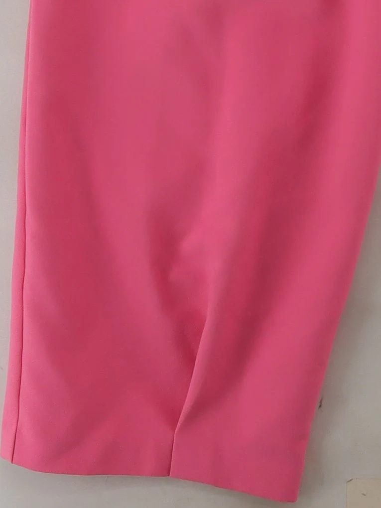 Asos Edition Women's Trousers UK 8 Pink Polyester with Viscose, Elastane Cropped - Image 4