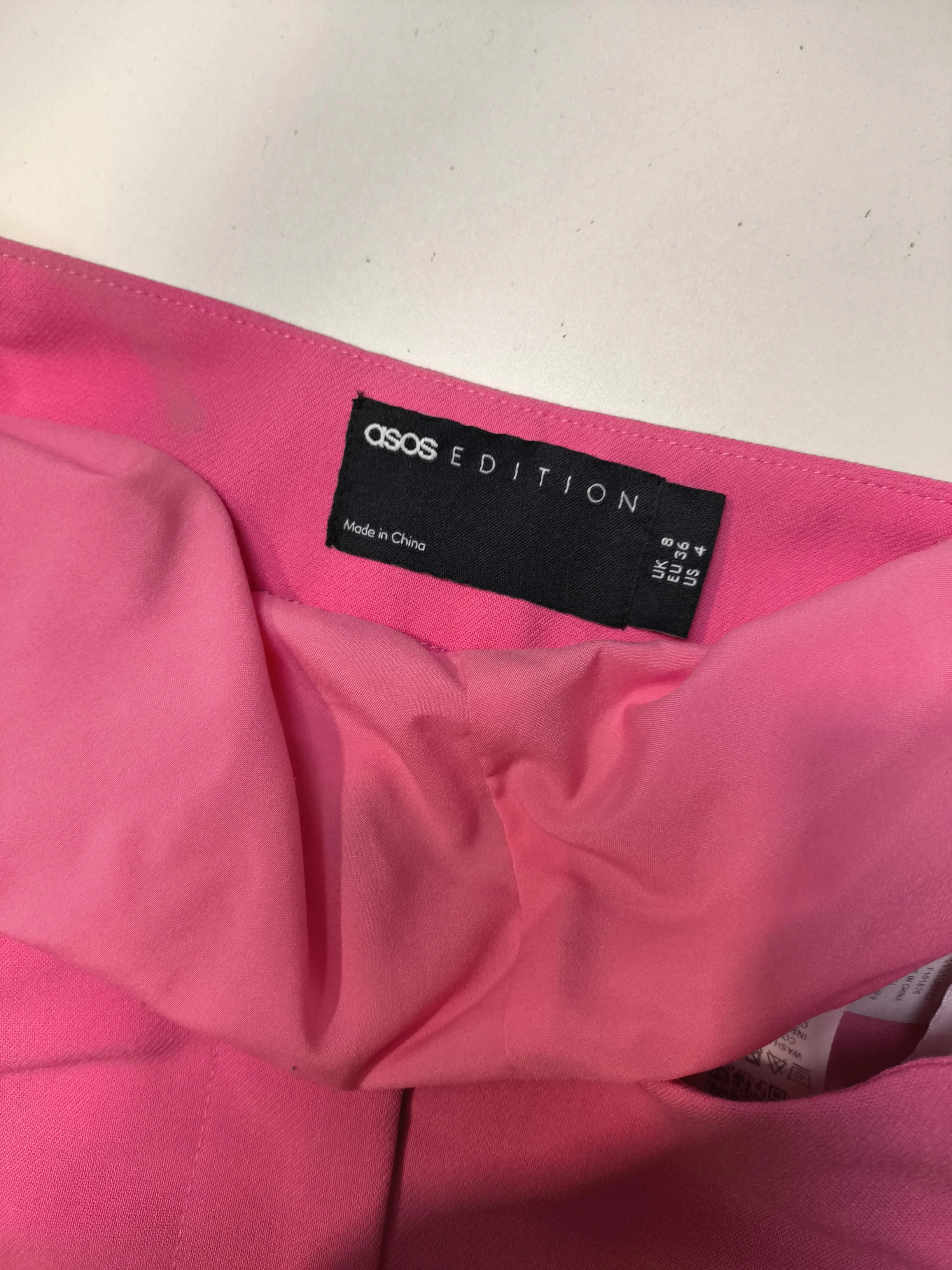 Asos Edition Women's Trousers UK 8 Pink Polyester with Viscose, Elastane Cropped - Image 5