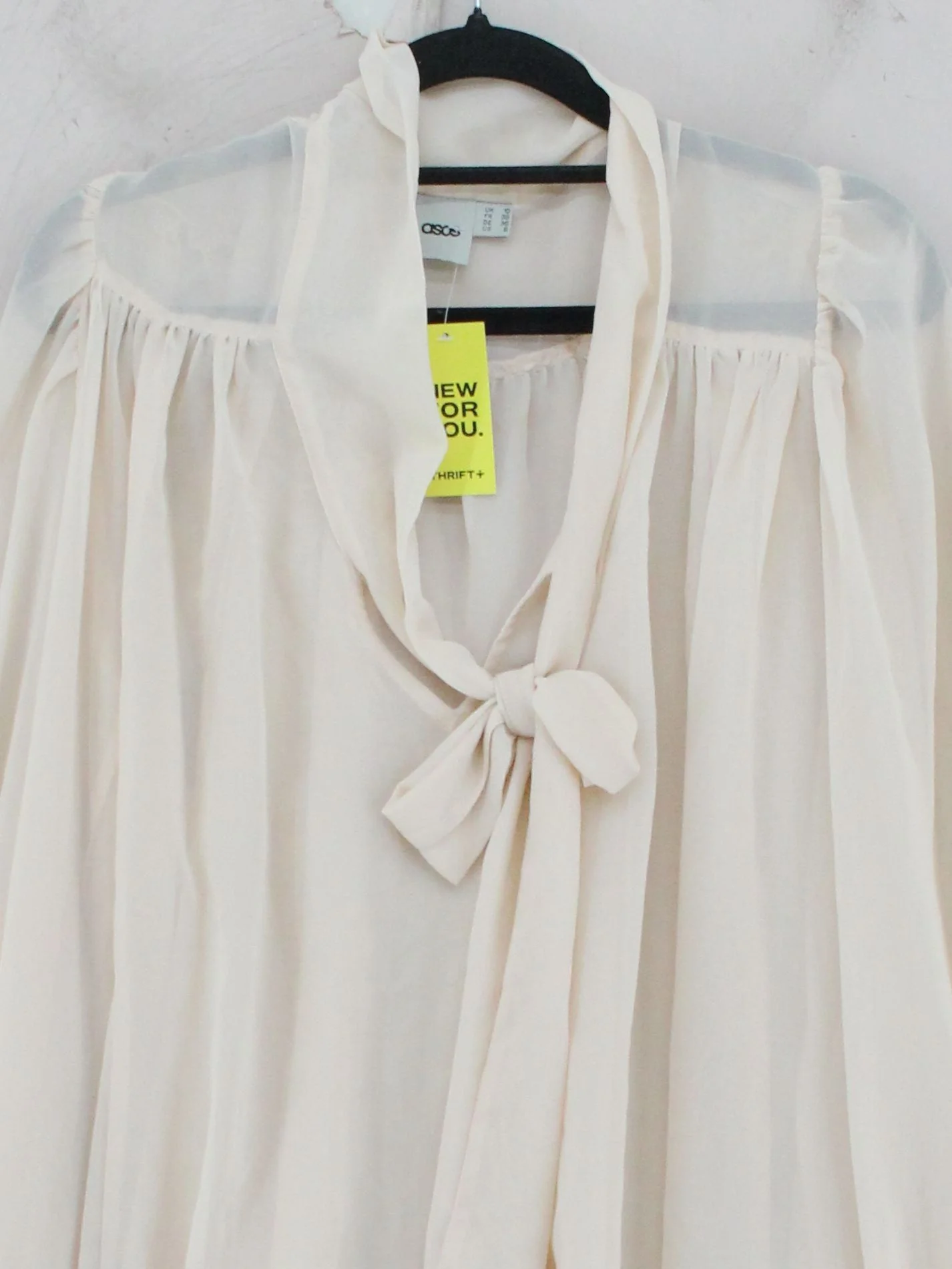 Asos Women's Blouse UK 10 Cream 100% Other Long Sleeve V-Neck Basic - Image 3