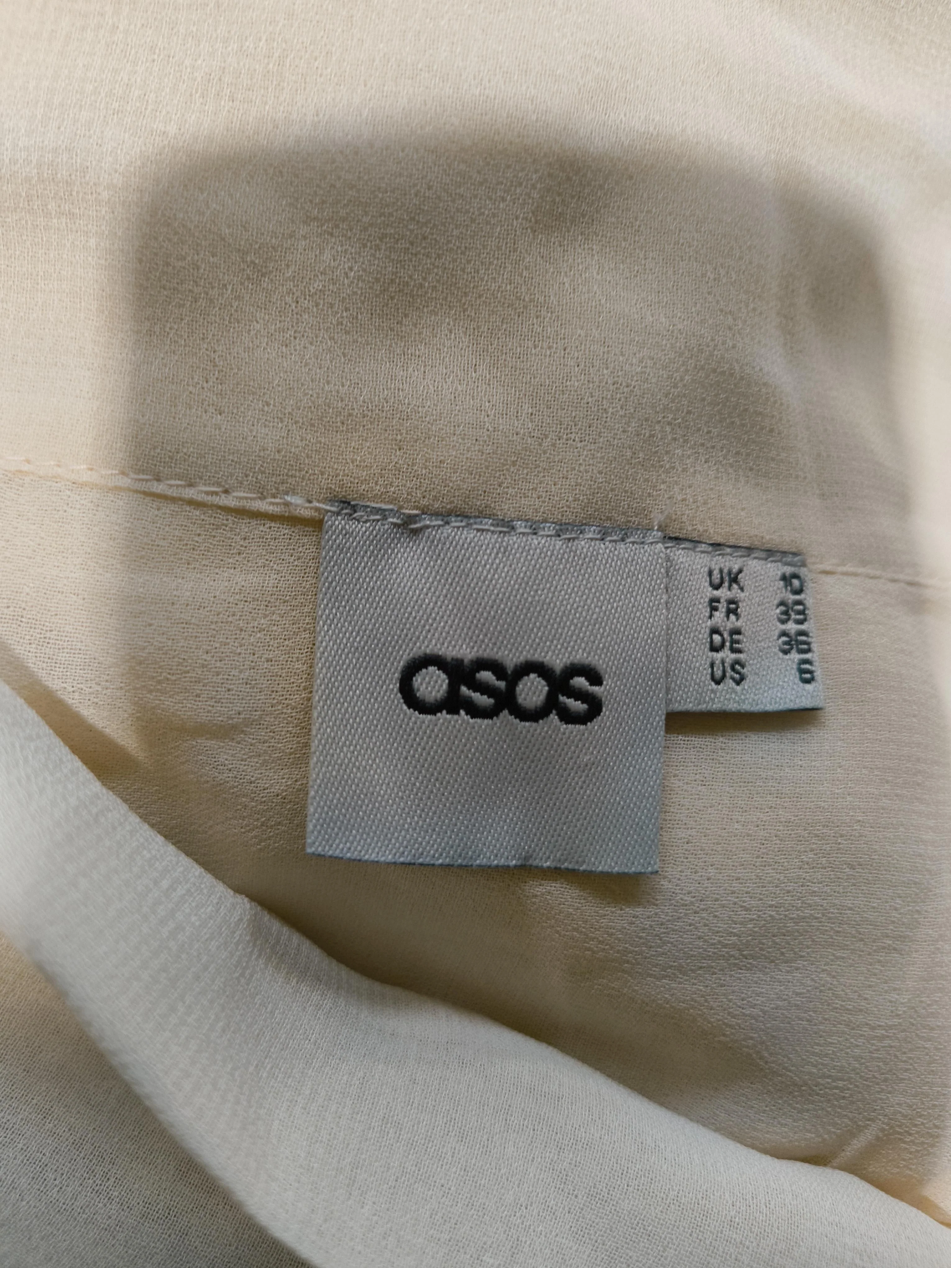Asos Women's Blouse UK 10 Cream 100% Other Long Sleeve V-Neck Basic - Image 5
