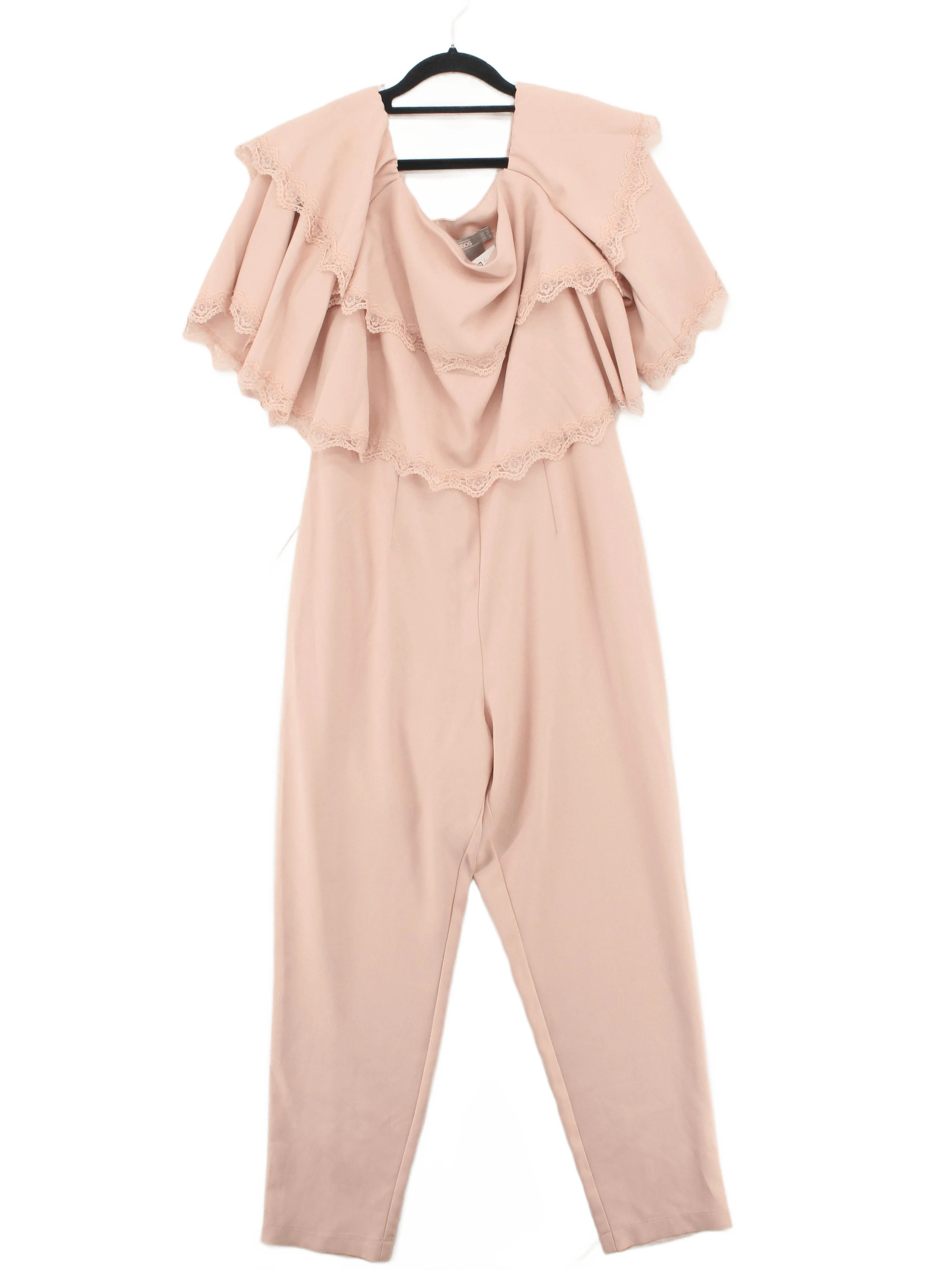 Asos Women's Jumpsuit UK 12 Pink Polyester with Nylon Tapered Jumpsuit