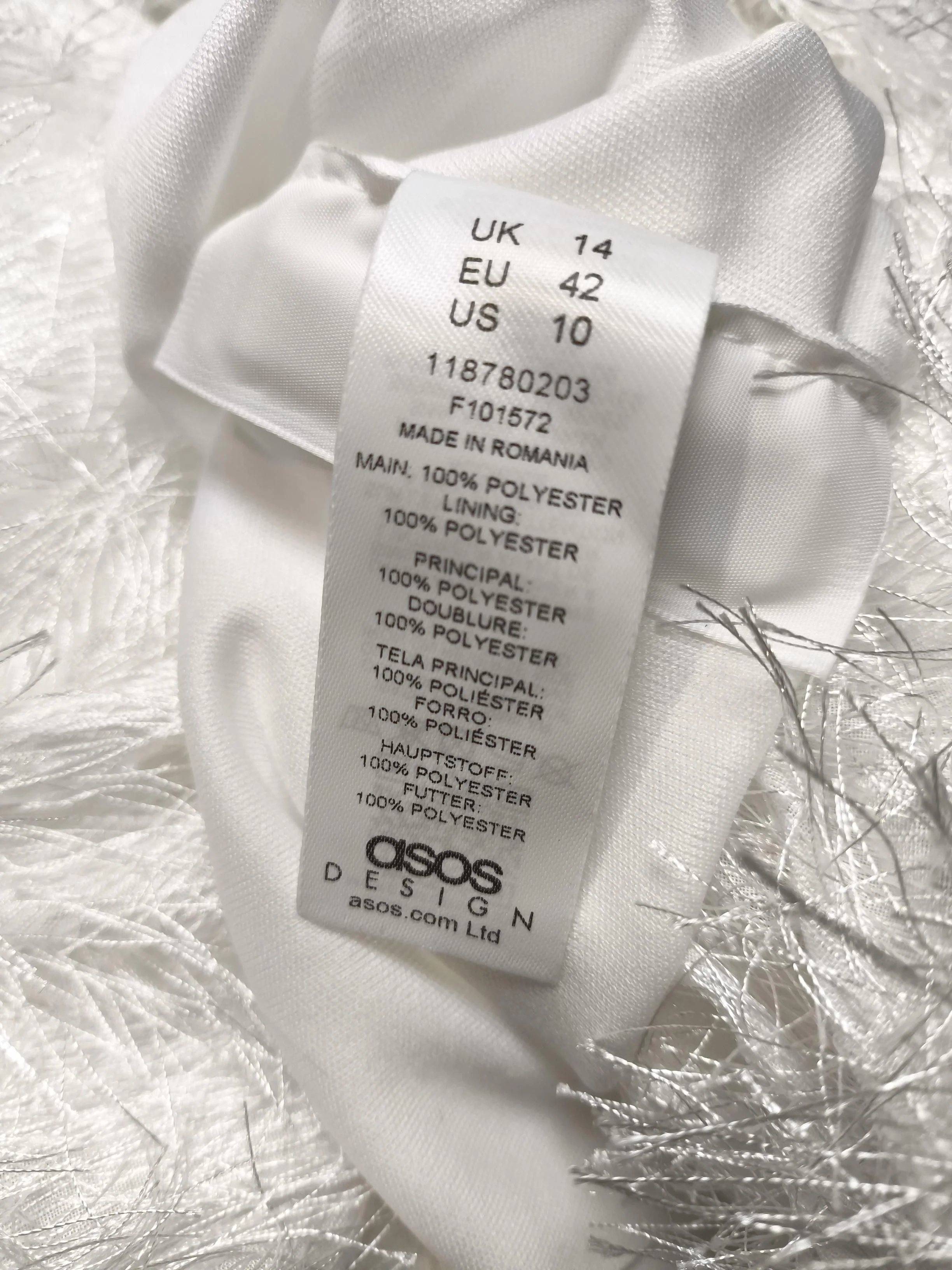 Asos Women's Mini Skirt UK 14 White 100% Polyester Short Mini - Image 6