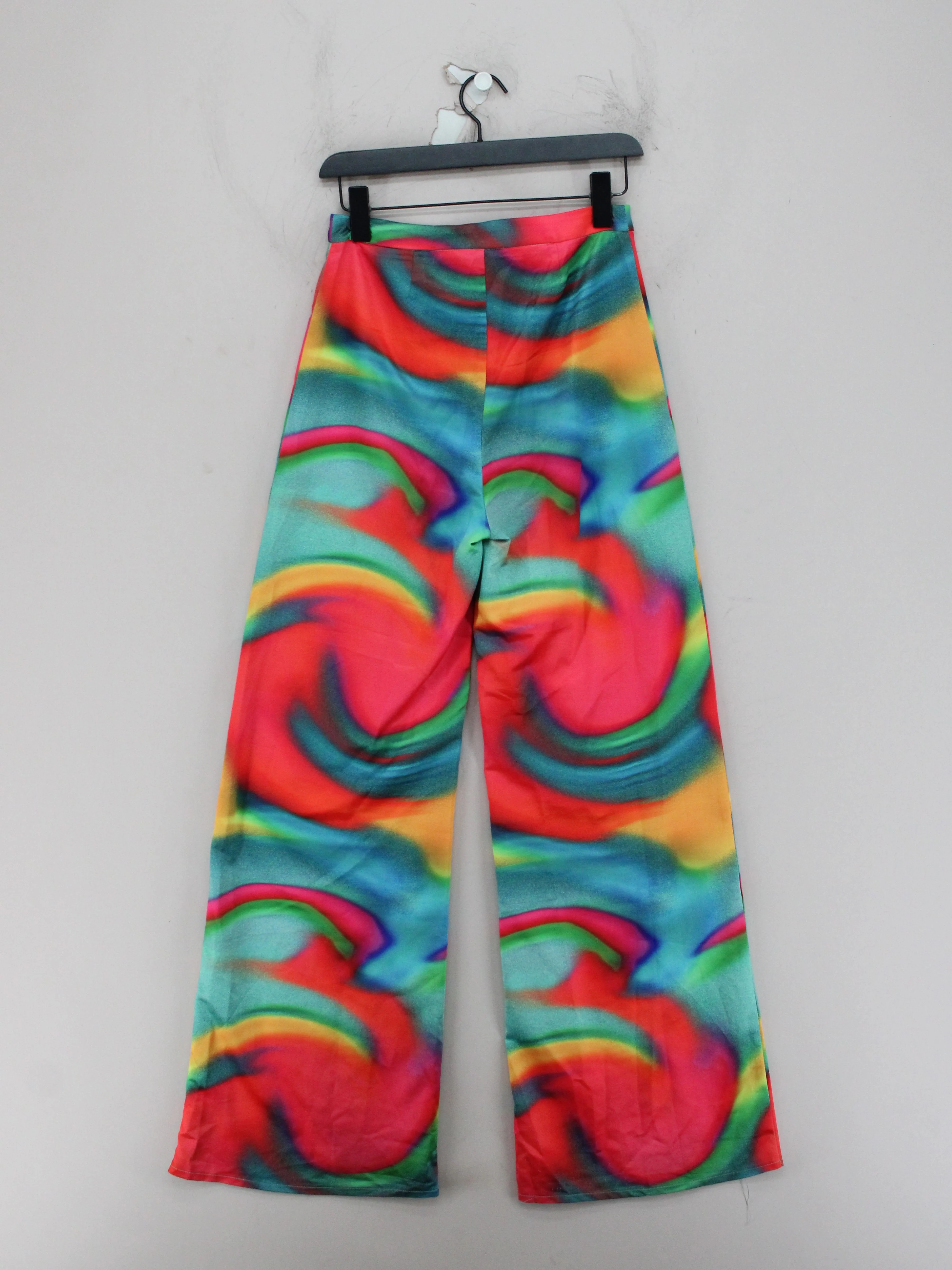 AsYou Women's Trousers UK 8 Multi Geometric 100% Polyester Wide-Leg Capri - Image 2