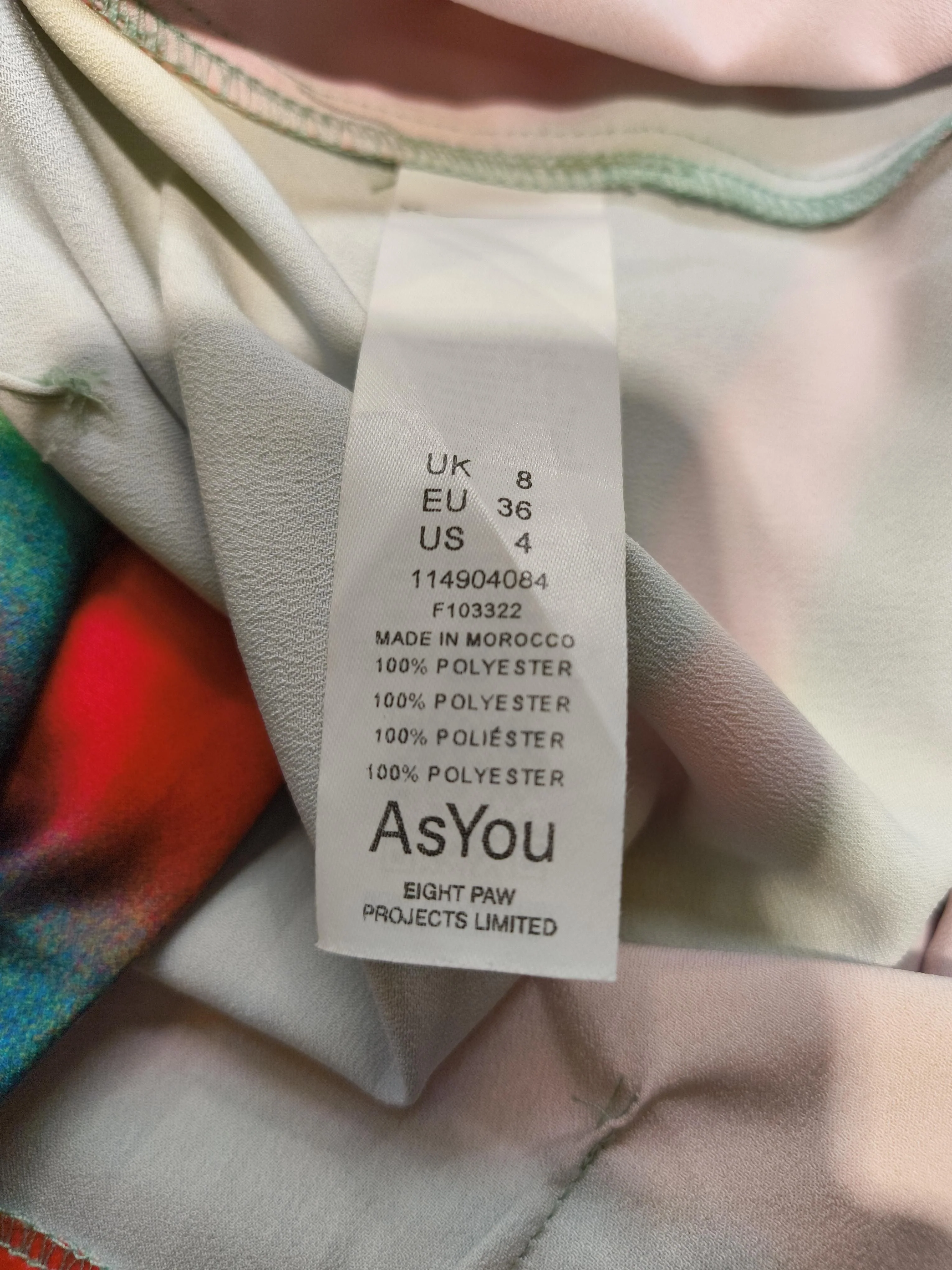 AsYou Women's Trousers UK 8 Multi Geometric 100% Polyester Wide-Leg Capri - Image 7