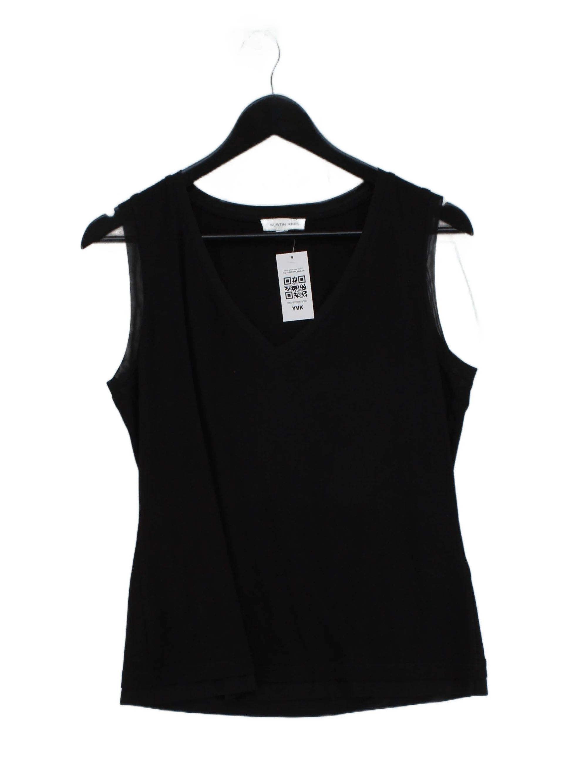 Austin Reed Women's Top M Black Viscose with Polyester Sleeveless V-Neck Basic