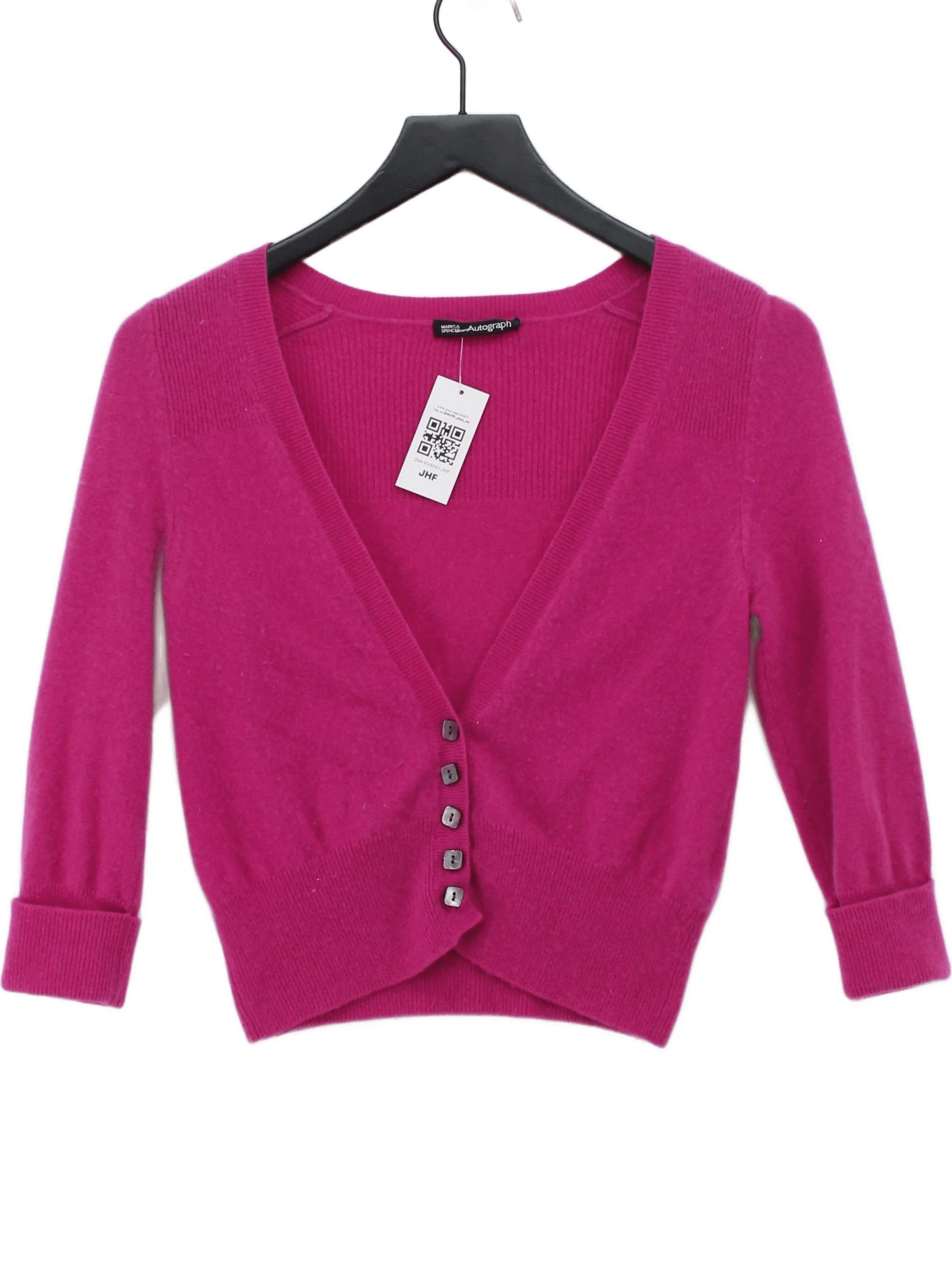 Autograph Women's Cardigan UK 8 Pink 100% Cashmere V-Neck Cardigan