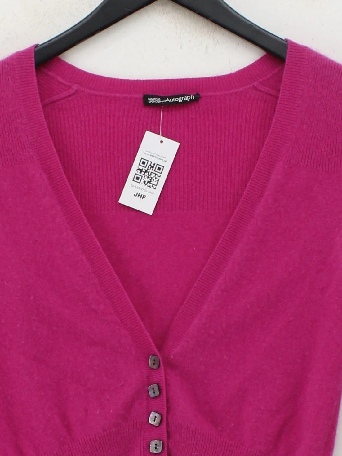Autograph Women's Cardigan UK 8 Pink 100% Cashmere V-Neck Cardigan - Image 3