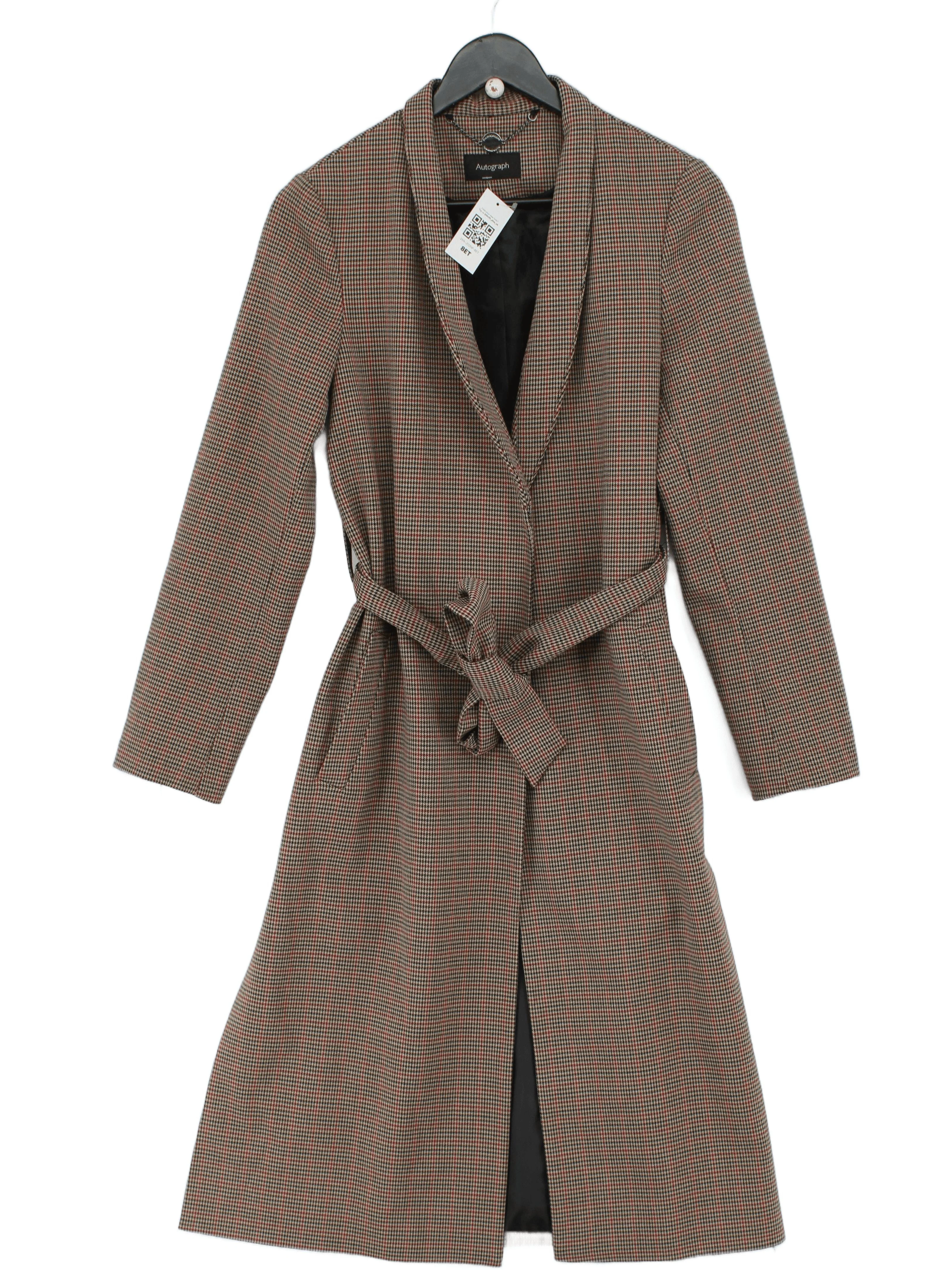 Autograph Women's Coat UK 8 Brown Polyester with Viscose, Elastane Overcoat