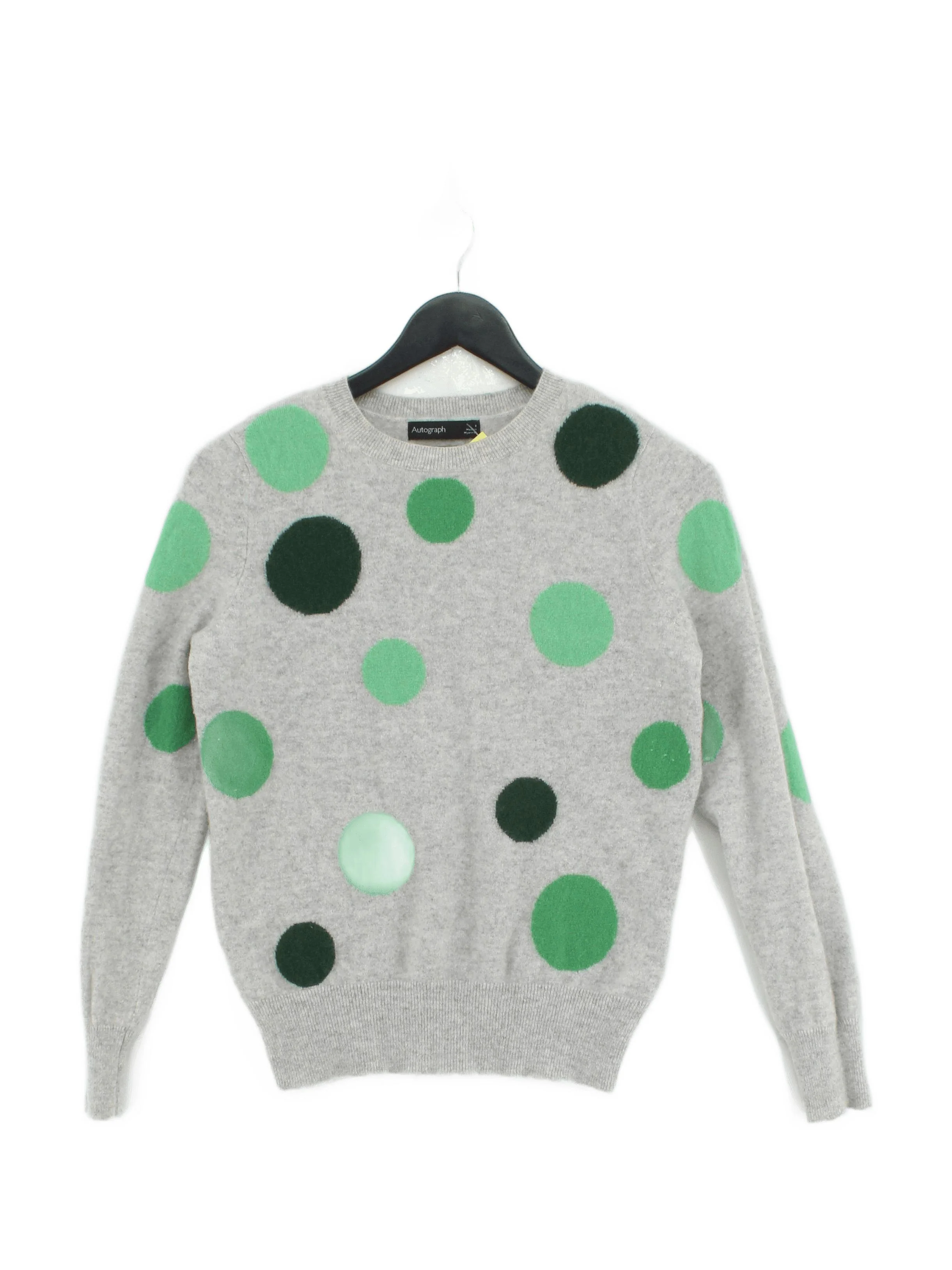 Autograph Women's Jumper UK 8 Multi Polkadot 100% Cashmere Round Neck Pullover