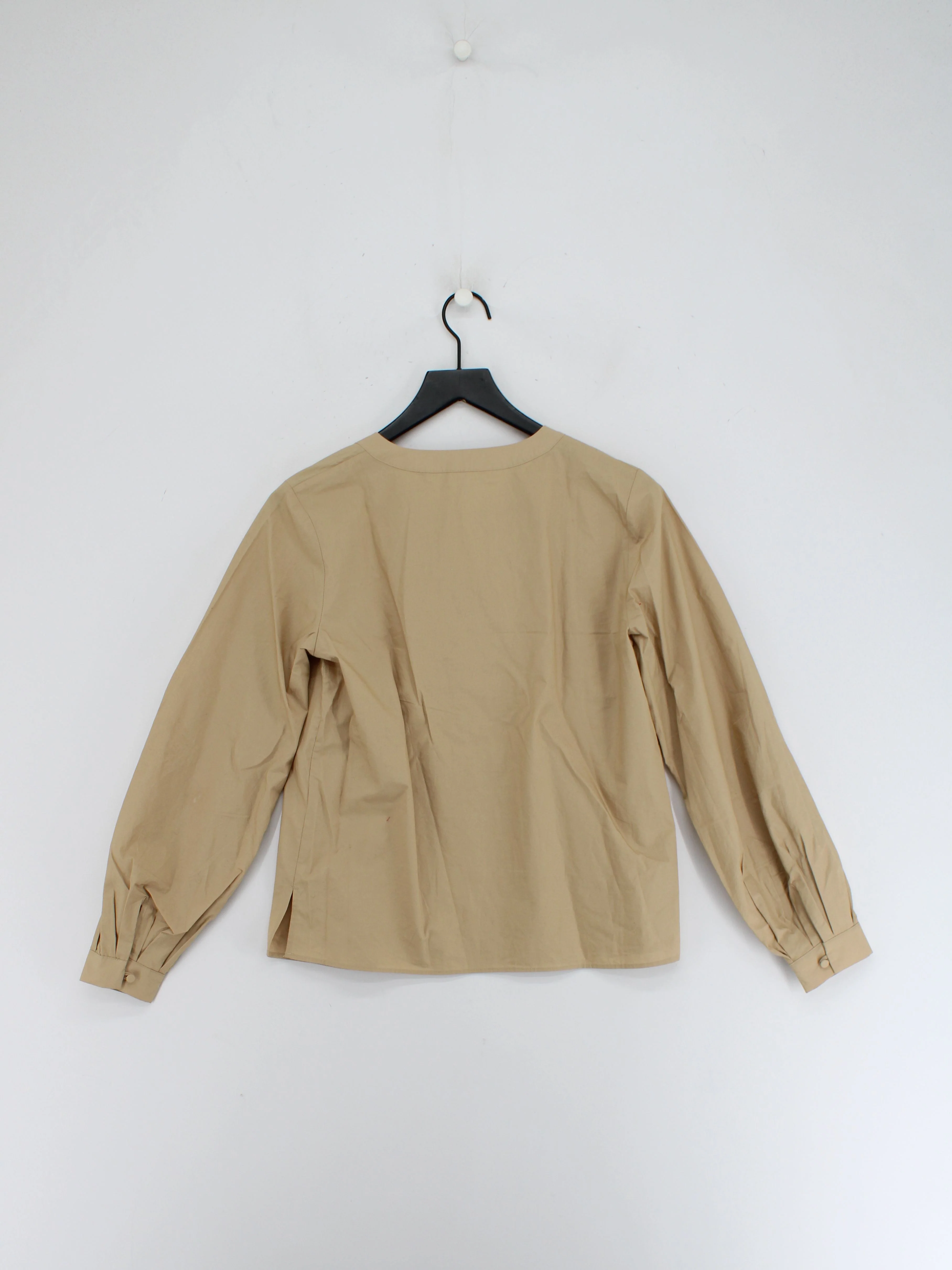Autograph Women's Top UK 8 Tan 100% Cotton Long Sleeve V-Neck Basic - Image 2